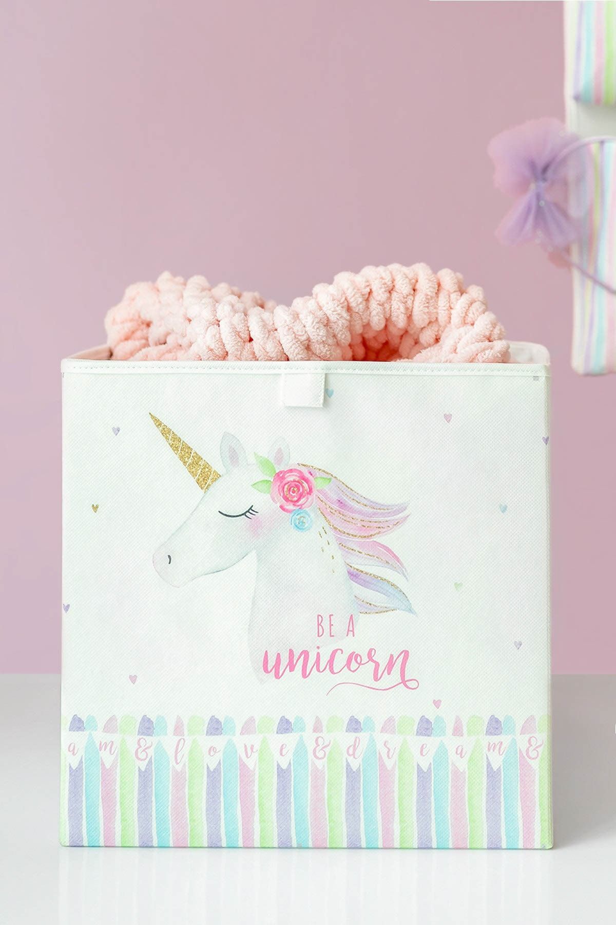 OCEAN HOME Unicorn Baskılı Kapaksız Kutu // 33x30x33