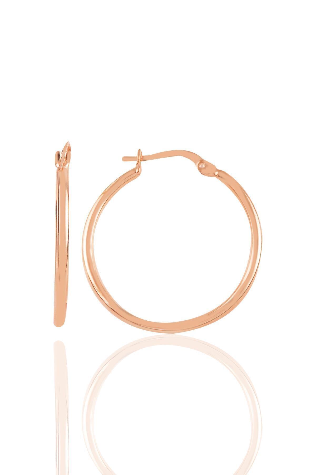 Söğütlü Silver Gümüş Rose 29 Mm Şarnel Halka Küpe