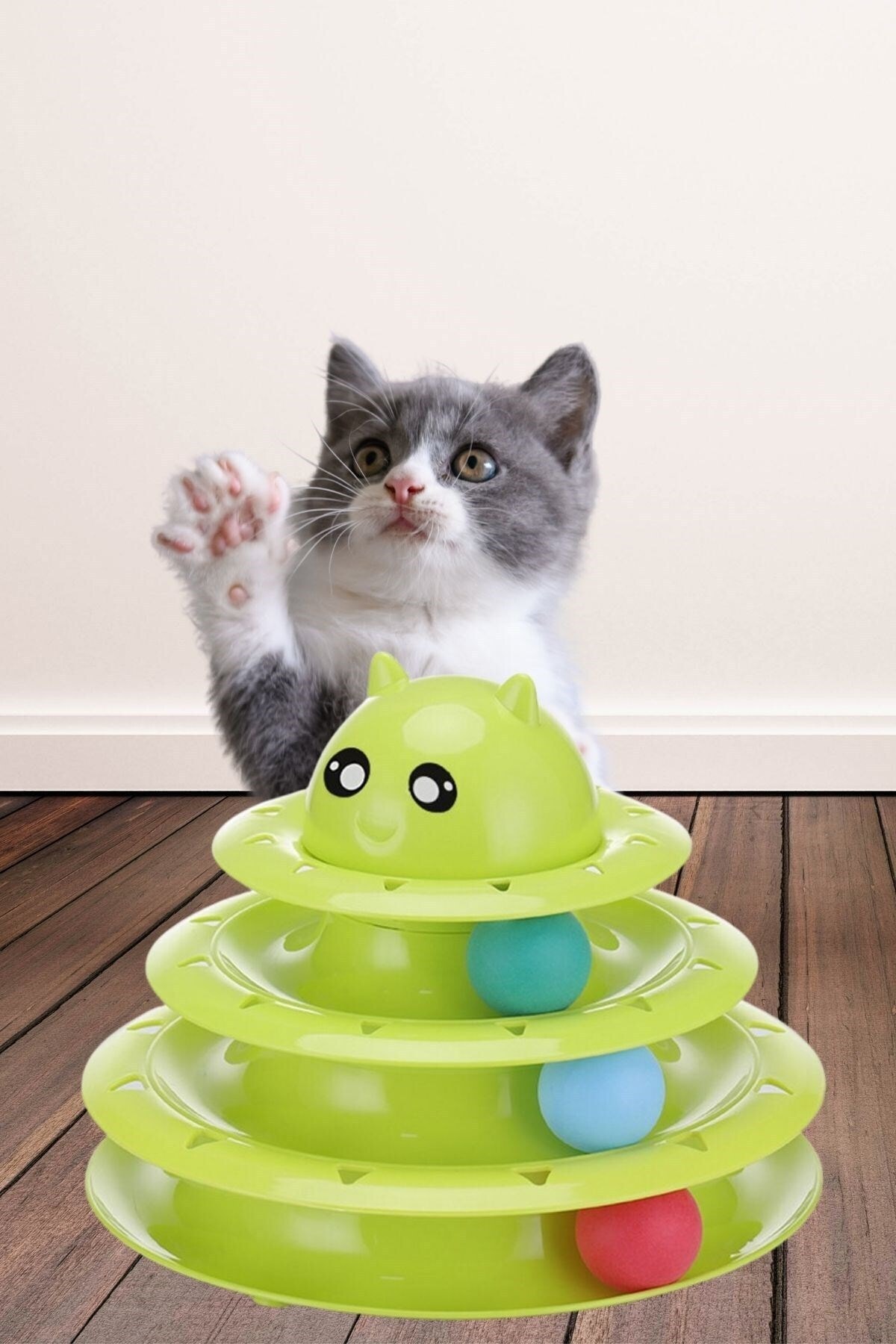 Buffer 2 Adet Tower Of Tracks Eğlenceli Üç Katlı Kedi Oyuncağı Seti Kedi Oyunu