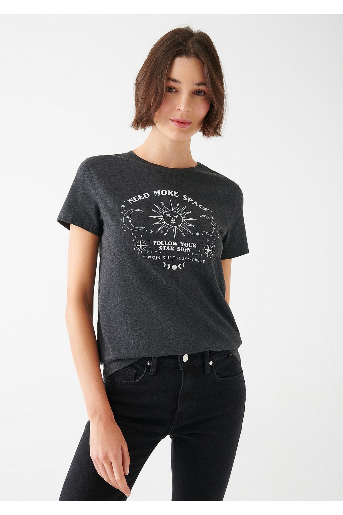 Mavi Moon And Sun Printed Black T-Shirt Loose Fit 1610825-900