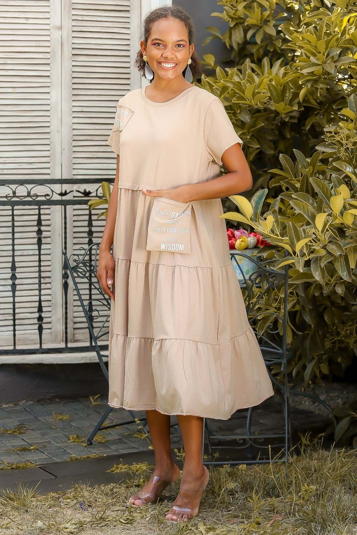 Chiccy Dress Beige Smock dress Trendyol
