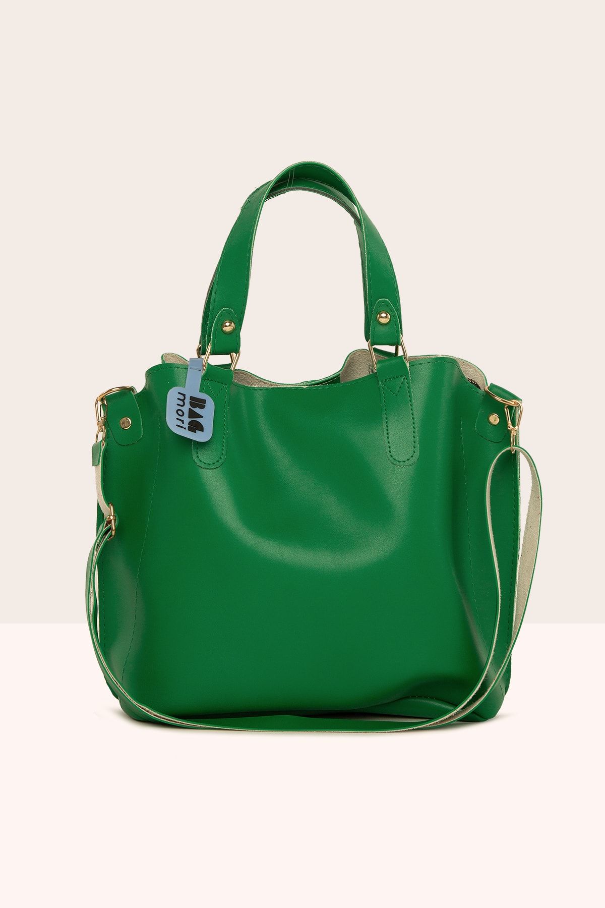 Yeşil Kadın Üç Bölmeli Çıtçıt Detaylı Çanta M000002918
