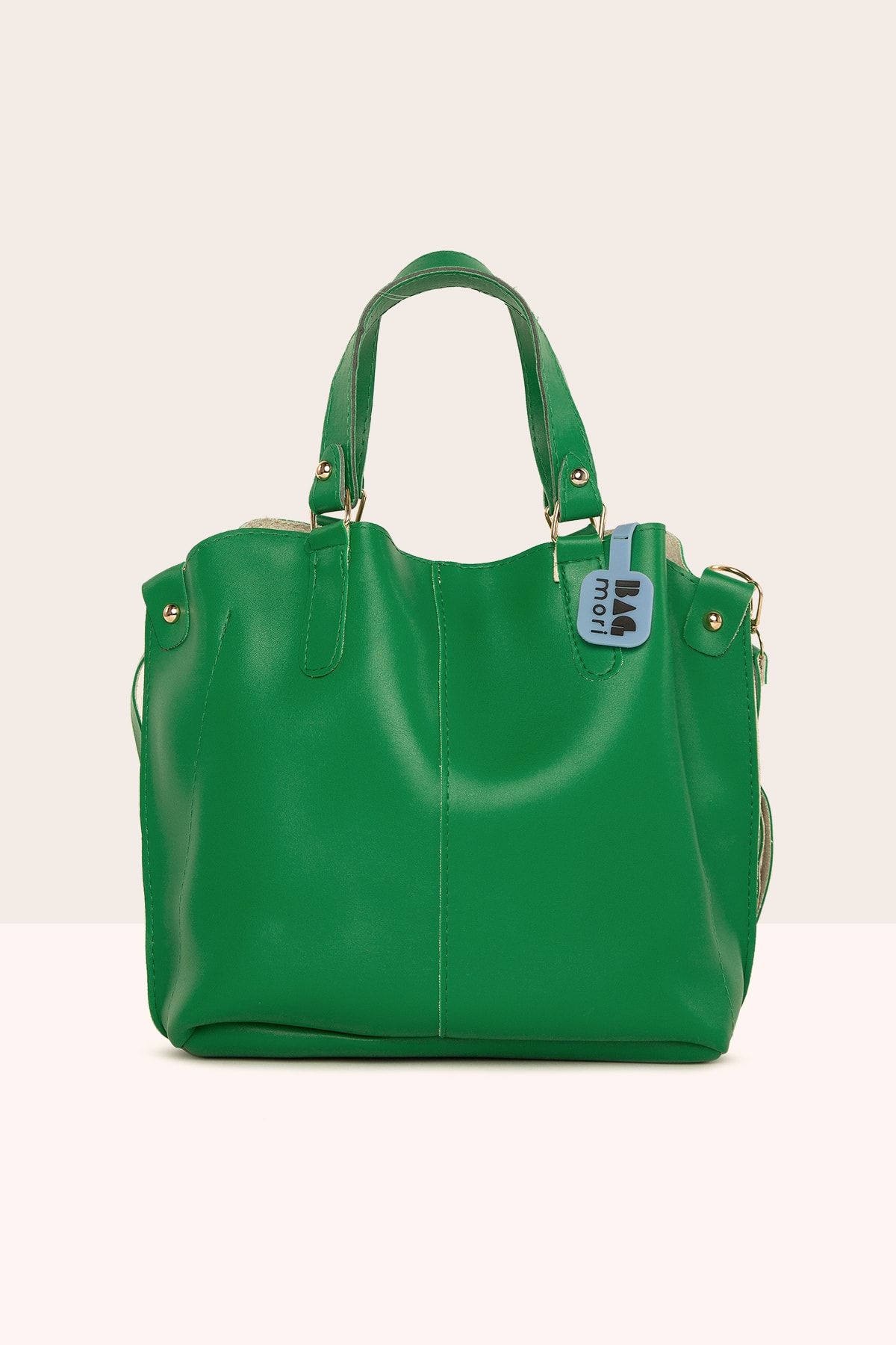 Yeşil Kadın Üç Bölmeli Çıtçıt Detaylı Çanta M000002918