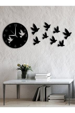 Üm-ra Lazer Kuş Tasarımlı Dekoratif 3mm Mdf Ahşap Duvar Saati 38*38 Image 0