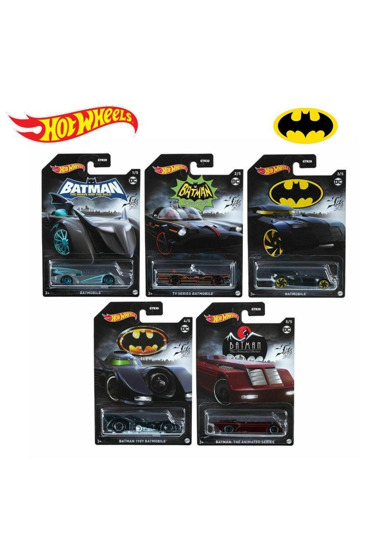 Hot Wheels Batman The Animated Series Batmobile 5 li Set