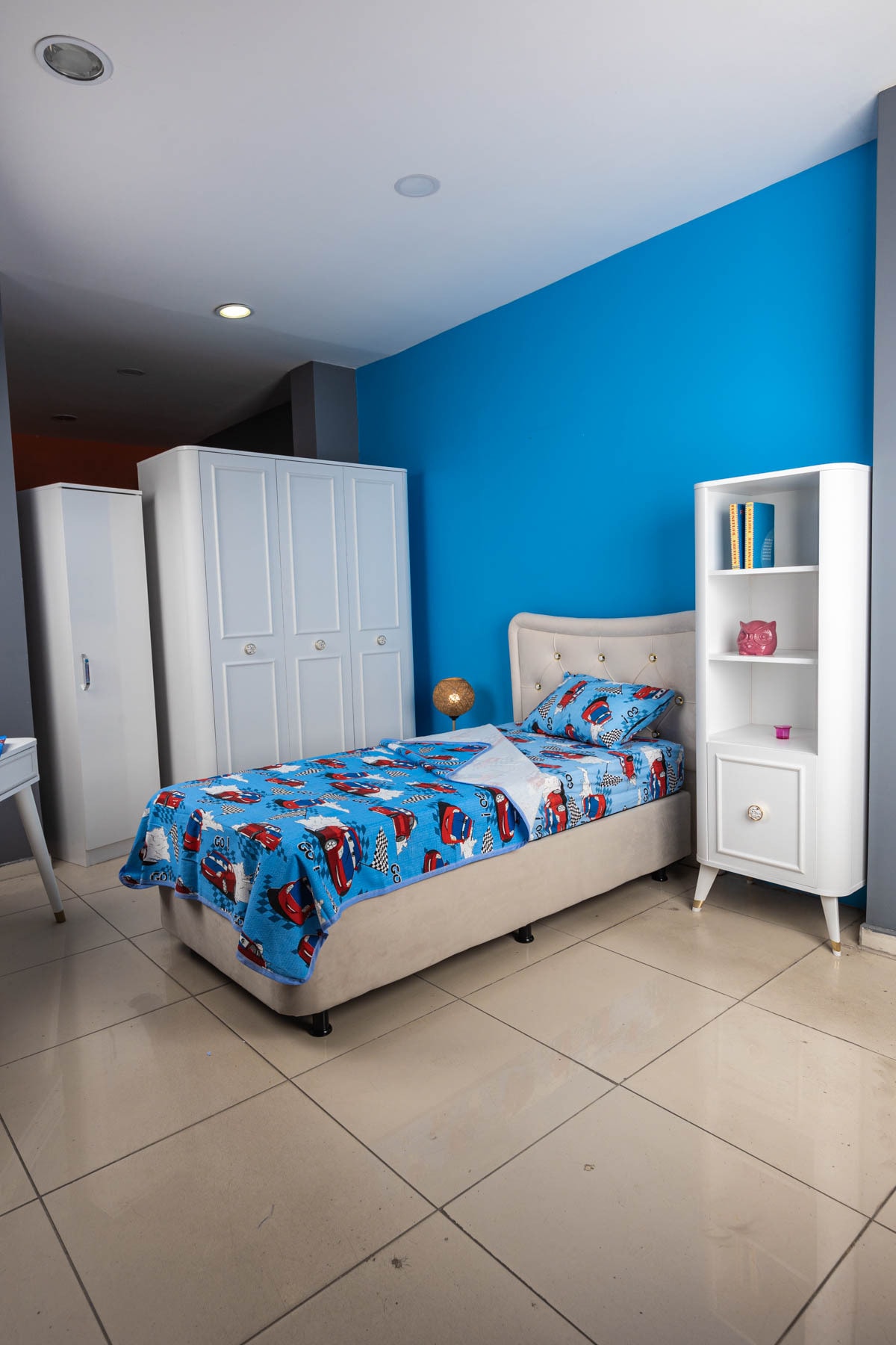 ست ملحفه تخت خواب تک نفره Red Cars Kids Elastic Fitted PQ