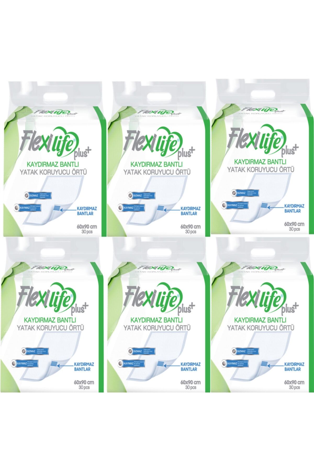 Flexi Life Flexilife Hasta Altı Bezi Kaydırmaz Bantlı Yatak Koruyucu Örtü 60x90 Cm 30 Lu 6 Paket