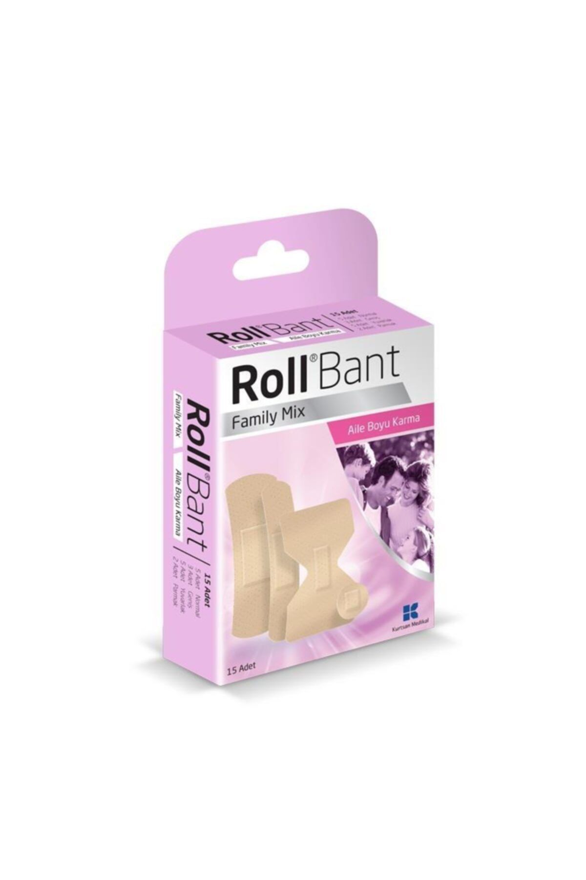 Roll Bant Family Mix Aile Boyu Karma Yara Bandı 15li