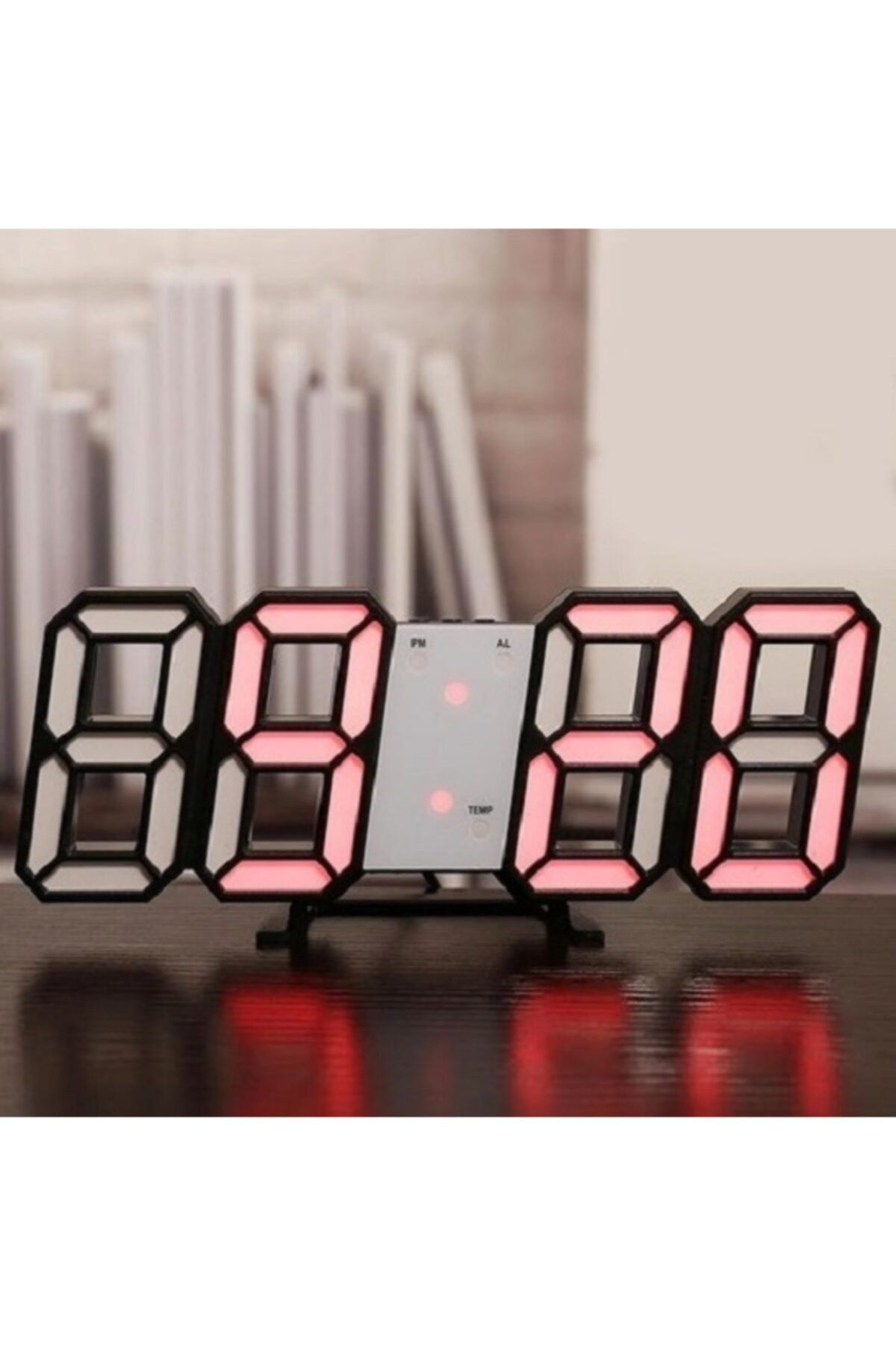 NETAVANTAJ 3d Led Dijital Alarm Termometre Takvim Özellikli Masa Duvar Saati Kırmızı