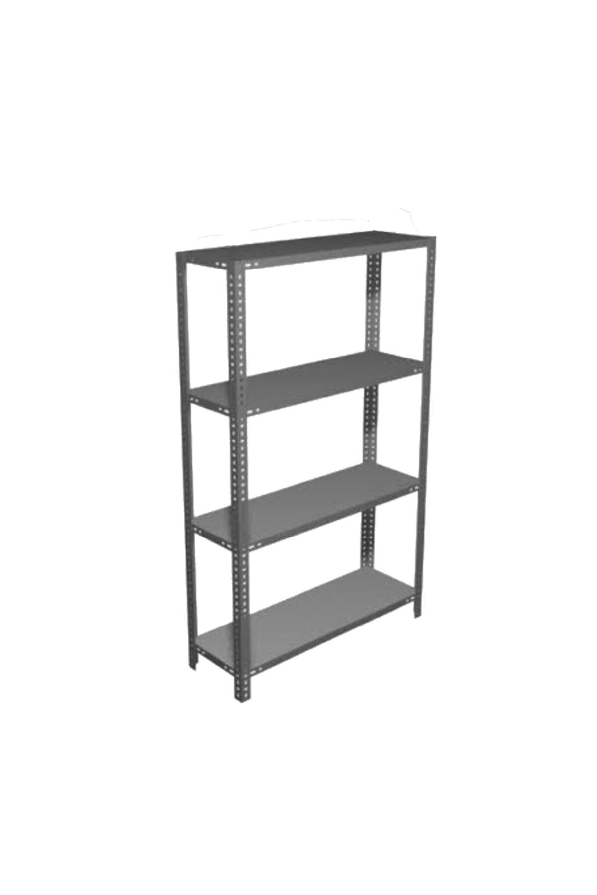 AçıkMağazam Güneyraf 4 Katlı Galvaniz Üzeri Fırın Boya Gri Çelik Raf Arşiv Depo Kiler Rafı 31x60x150