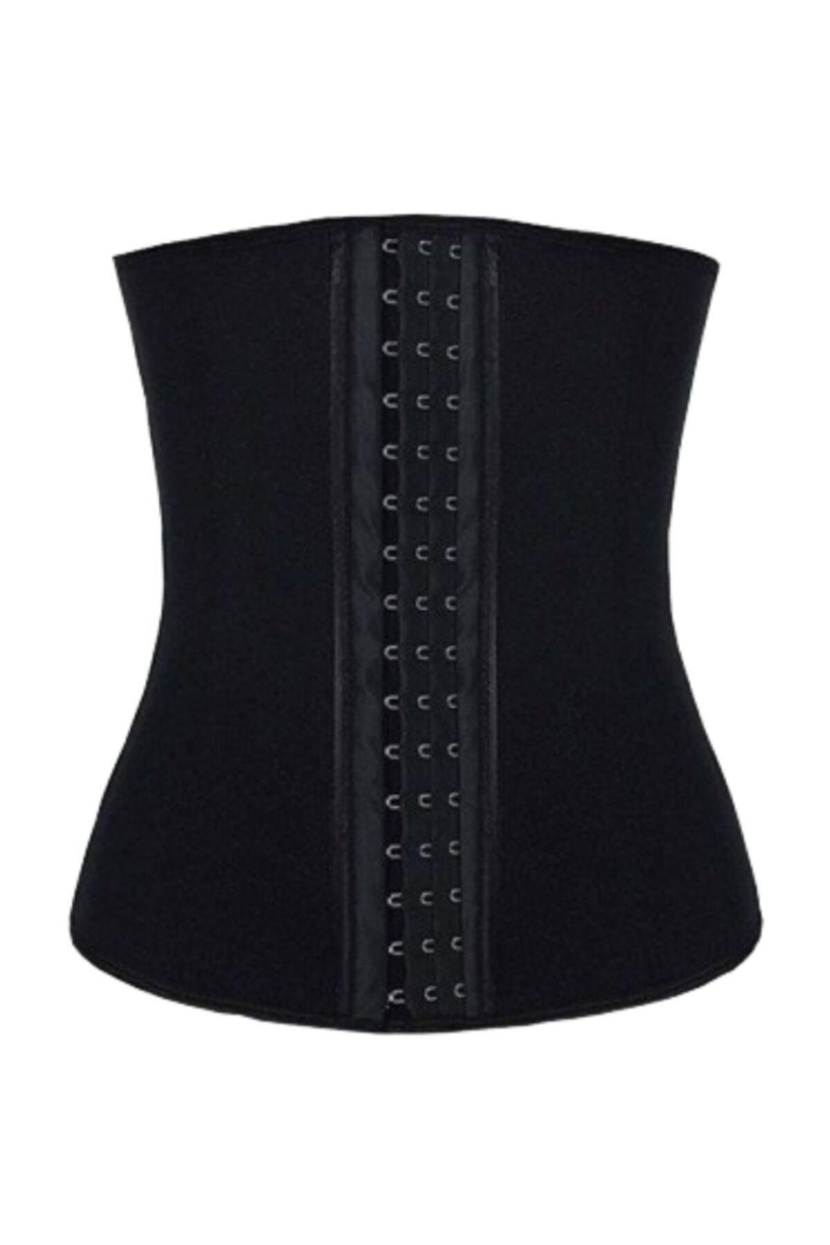 Elite Göbek Bölgesi Için Toparlayıcı Ve Sıkılaştırıcı Etkili Pamuklu Örme Çelik Balenli Siyah Latex Korse