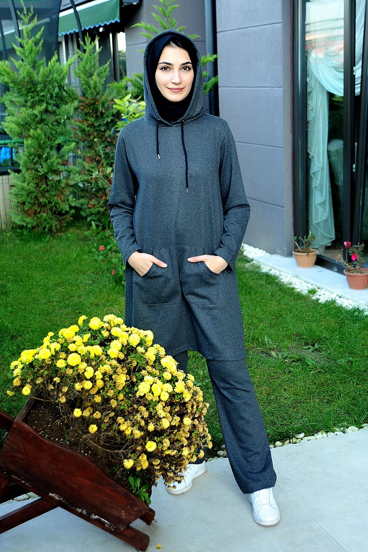 Zoze Tekstil Kadın Füme Tesettür Eşofman Takımı