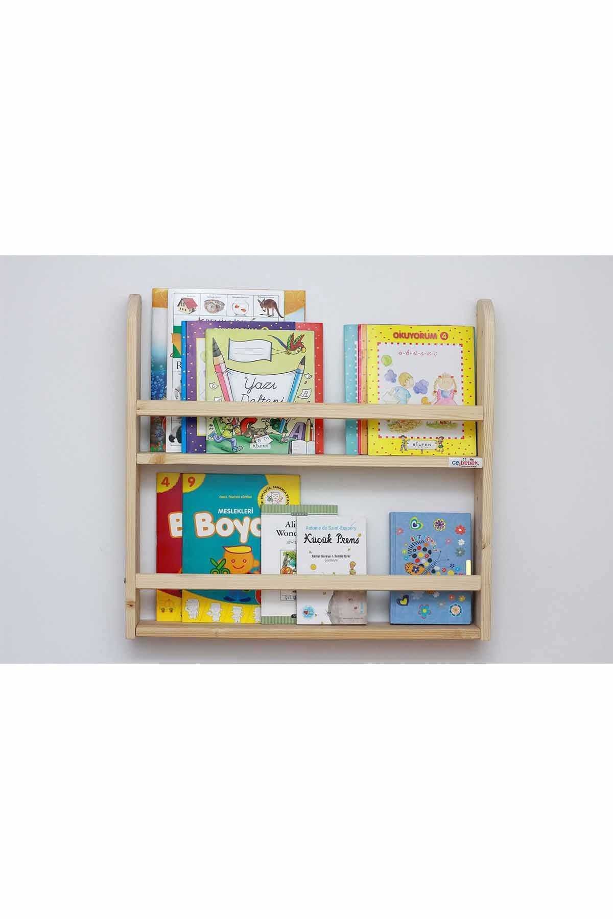 Ceebebek Ahşap Bebek Çocuk Odası Duvar Rafı Kitaplık 2 Katlı Ceen2kt606099