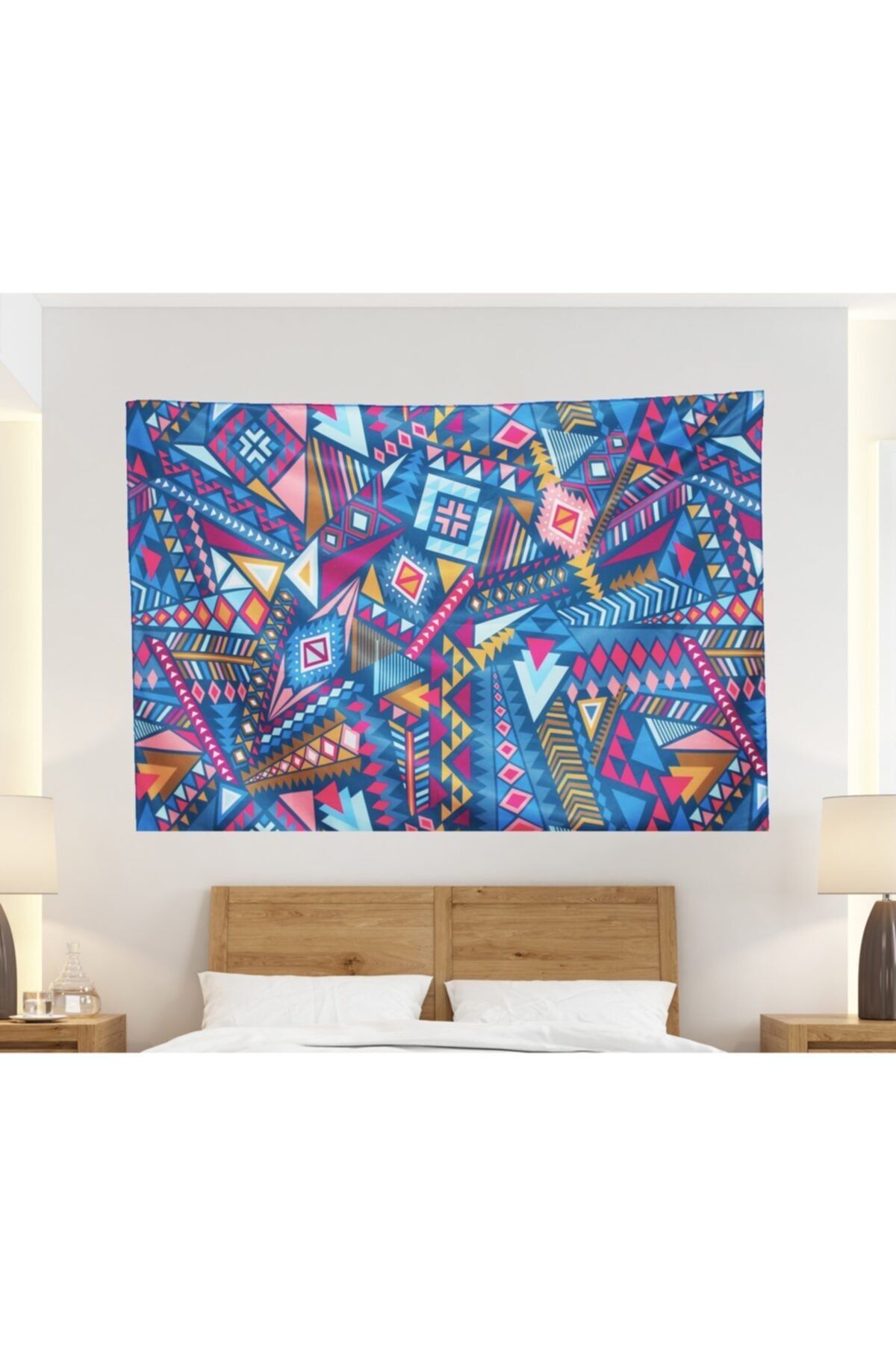 FreskHome Geometrik Mikrofiber Duvar Örtüsü - Duvar Halısı