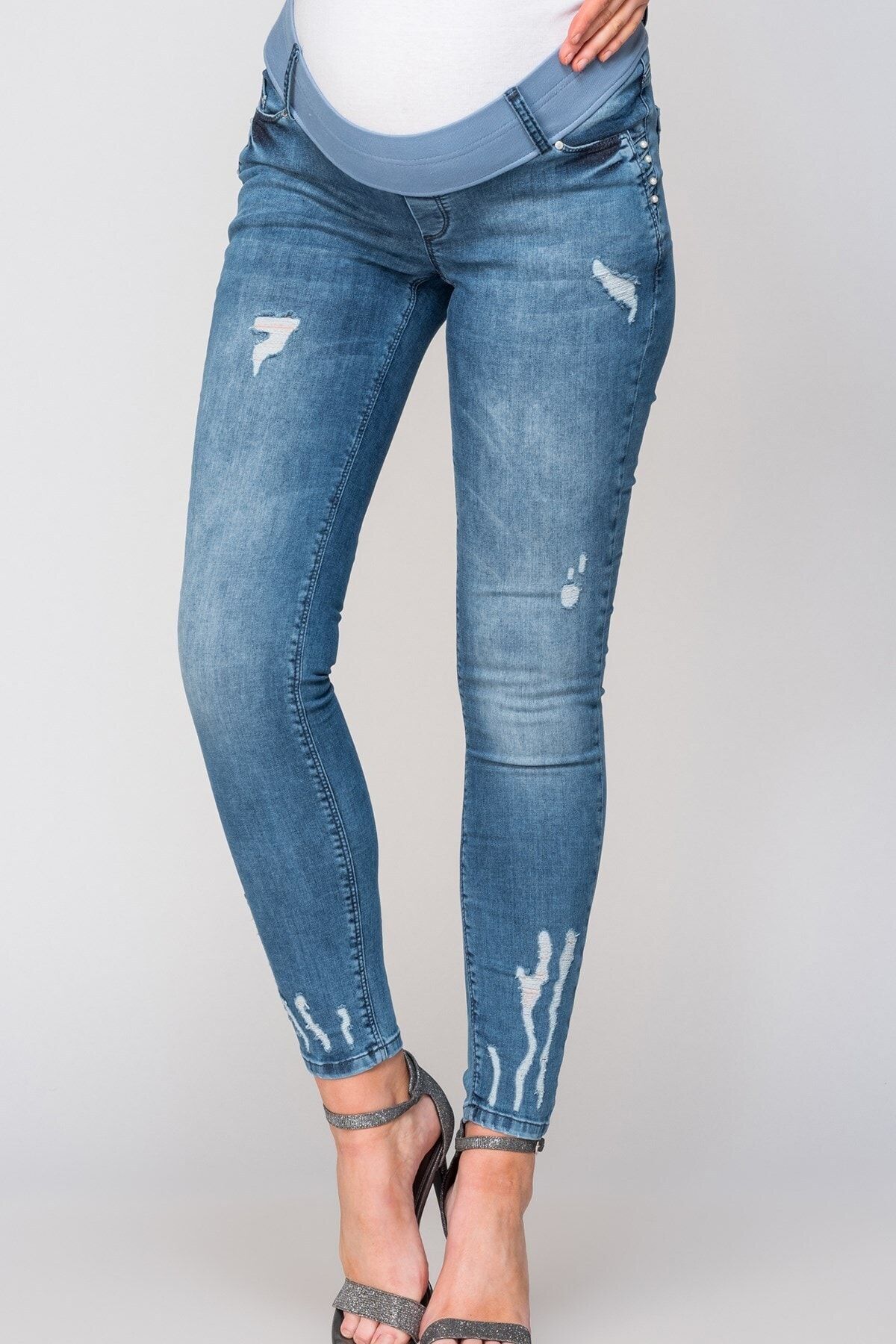 BUSA Hamile Jean Skinny (Cep Inci Detay) Mavi