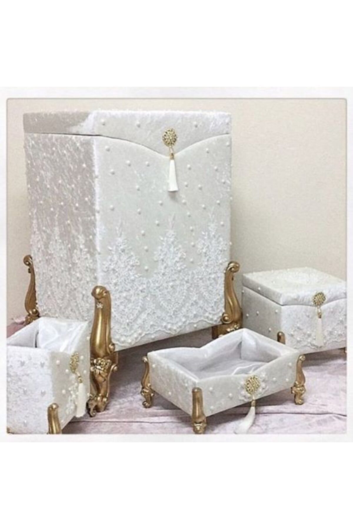 Selince Çeyiz Lux Banyo Seti 4 Parça-avangart Ayak Fransız Güpür