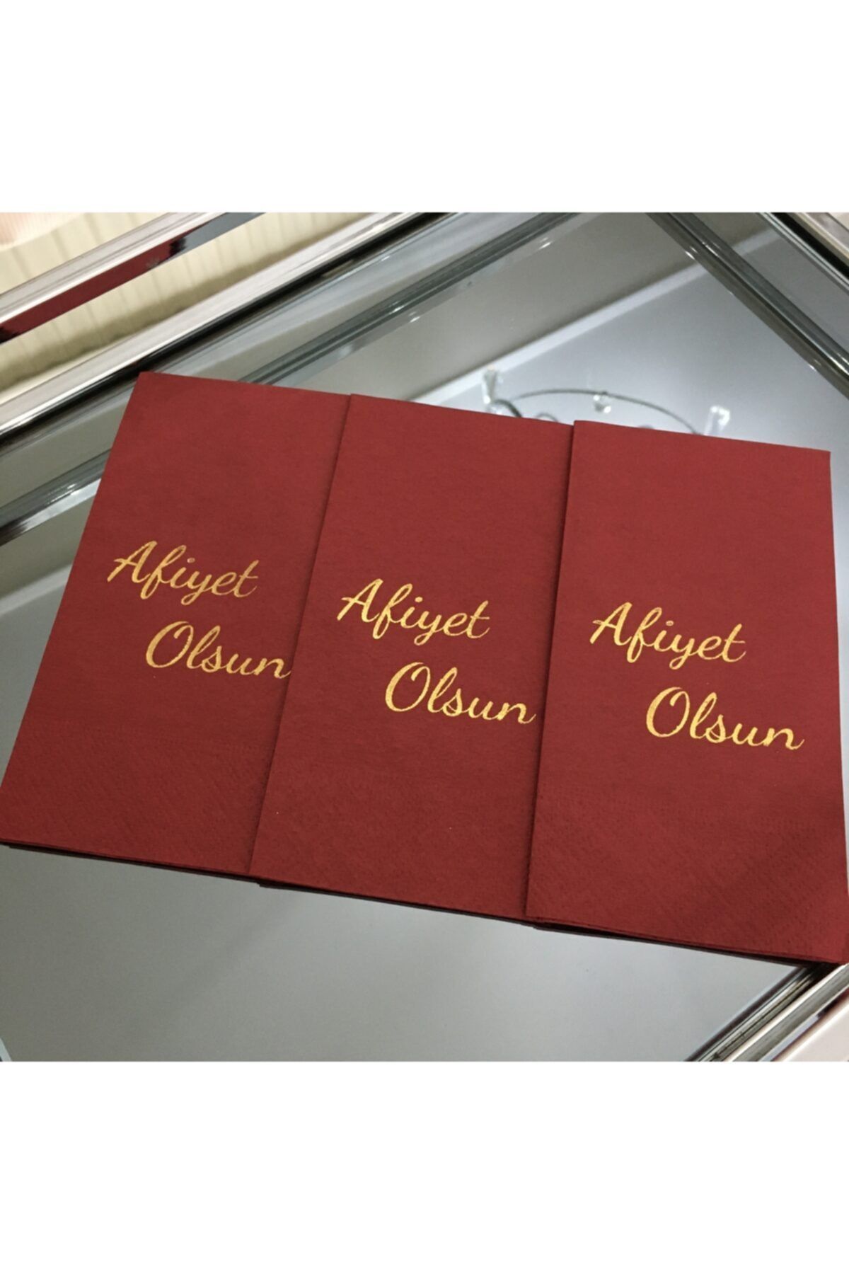 busrasdesign Yaldızlı Afiyet Olsun Bordo Sunum Peçetesi 20li