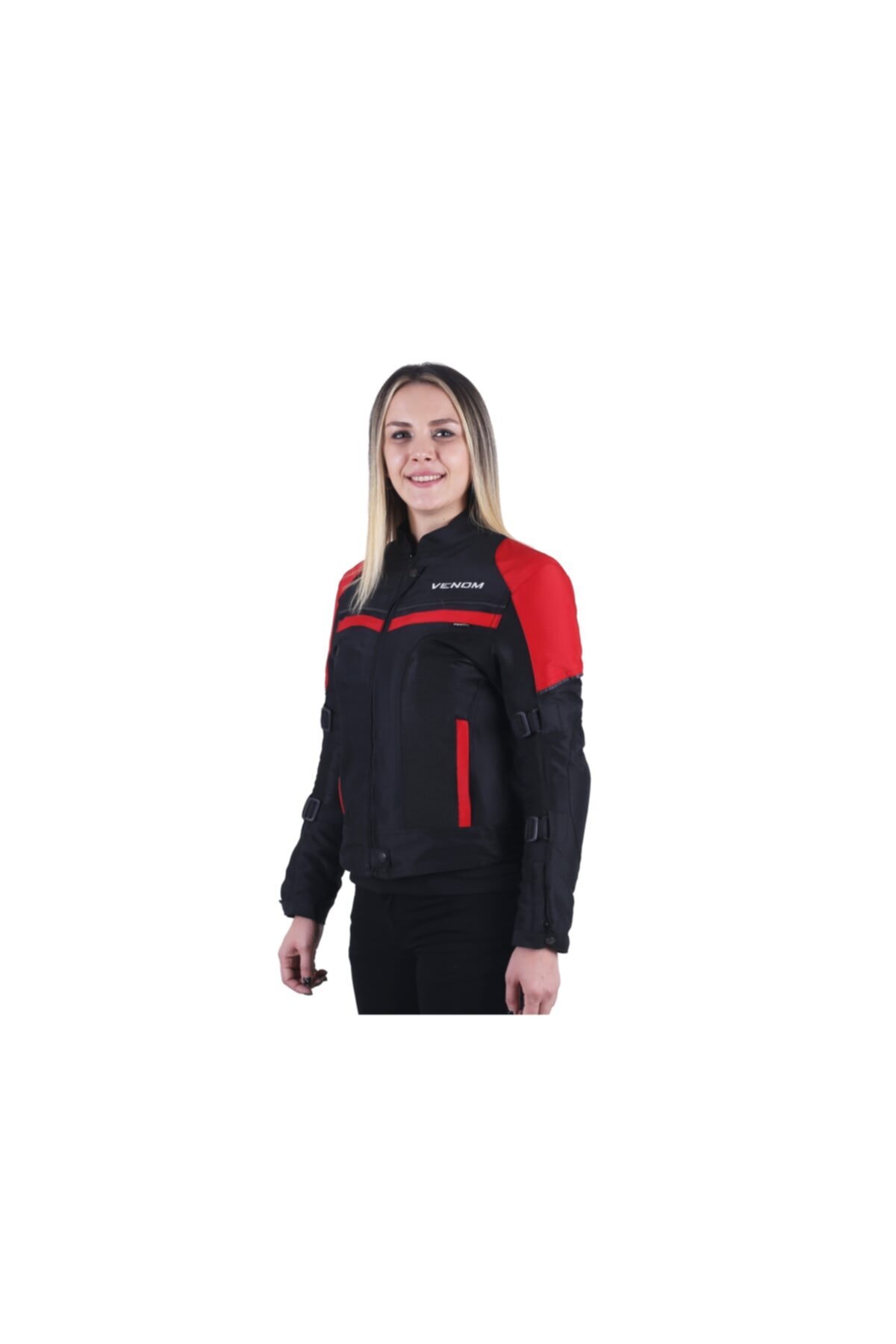 VENOM Dynamıc Pro Siyah Kırmızı Kadın 4 Mevsim Motosiklet Montu