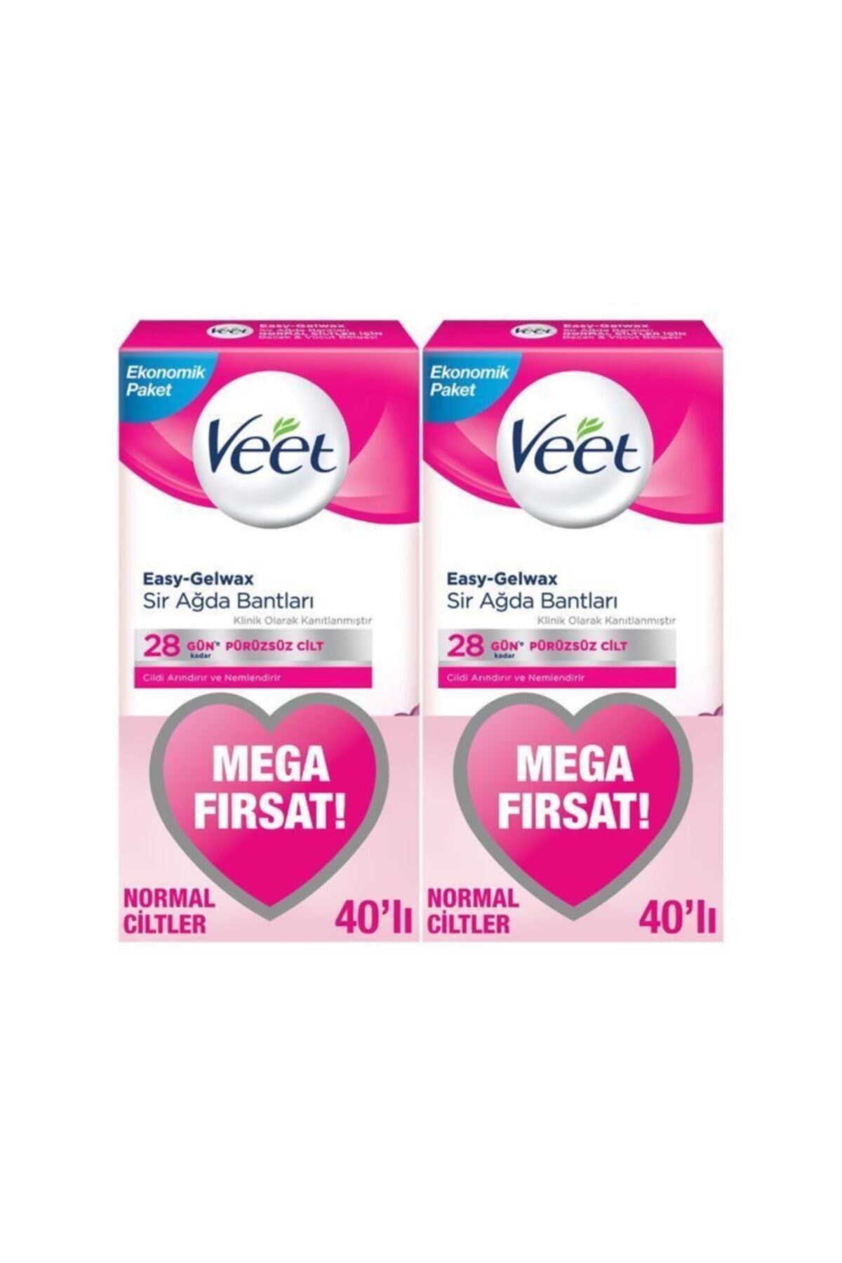 Veet Ağda Bandı Bacak & Vücut Bölgesi- Normal Ciltler 80 Adet Mega Fırsat Paketi
