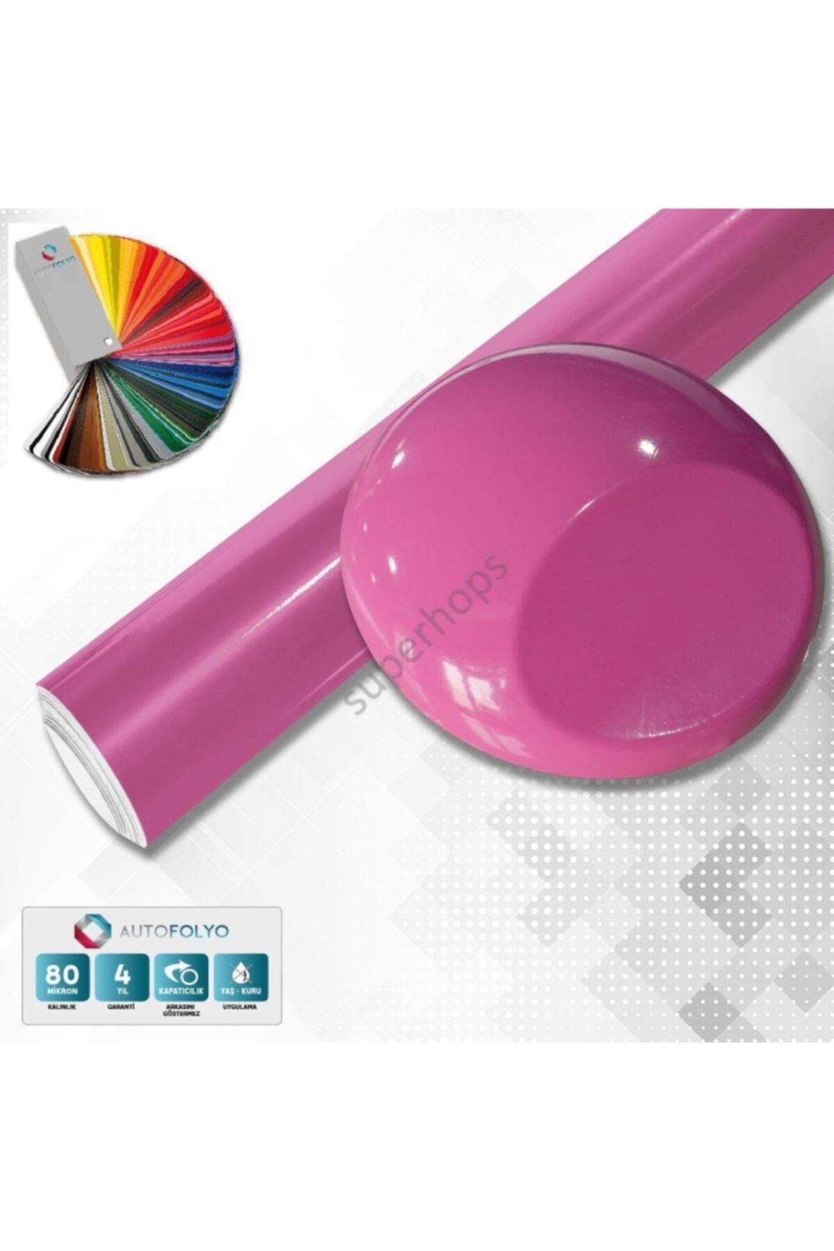 AUTOFOLYO Parlak Açık Pembe Folyo 40 Cm-4 Metre