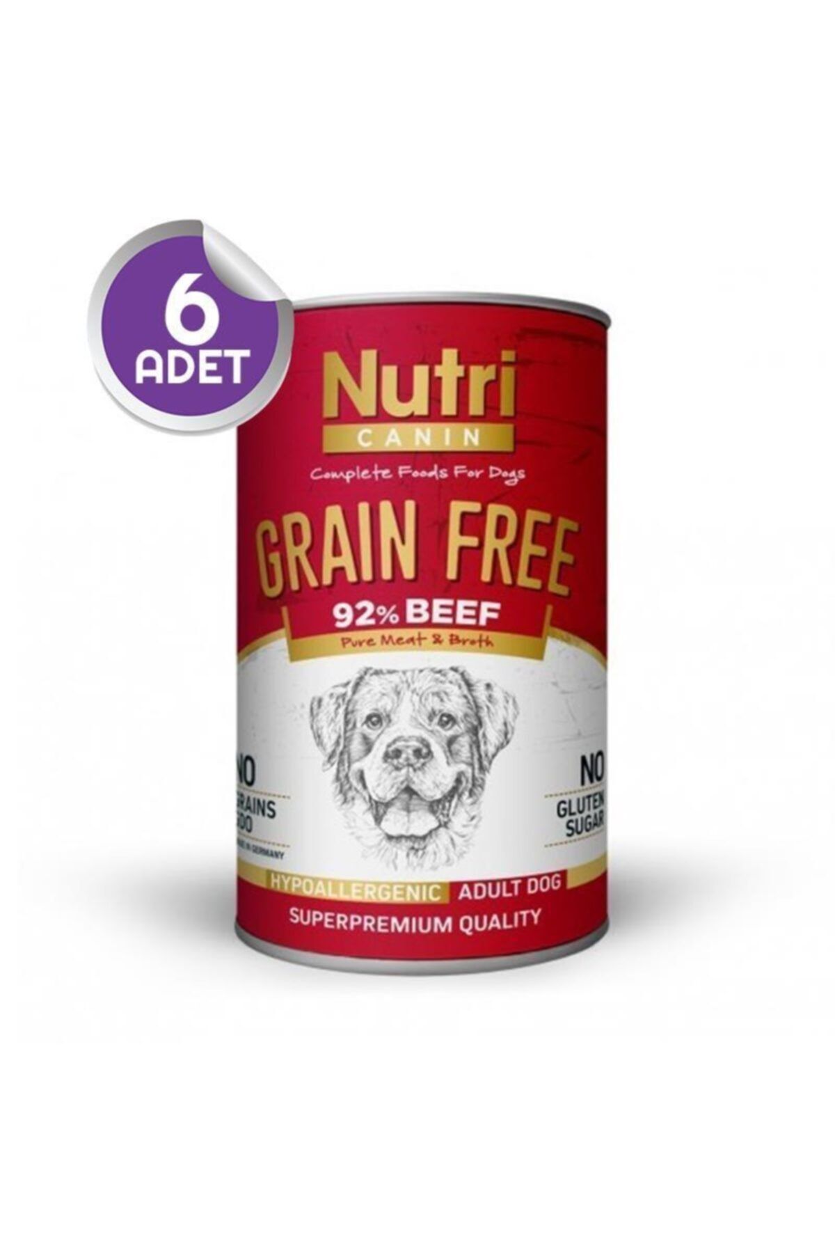 Nutri Canin Tahılsız Biftekli Köpek Konservesi 400 gr 6 Adet