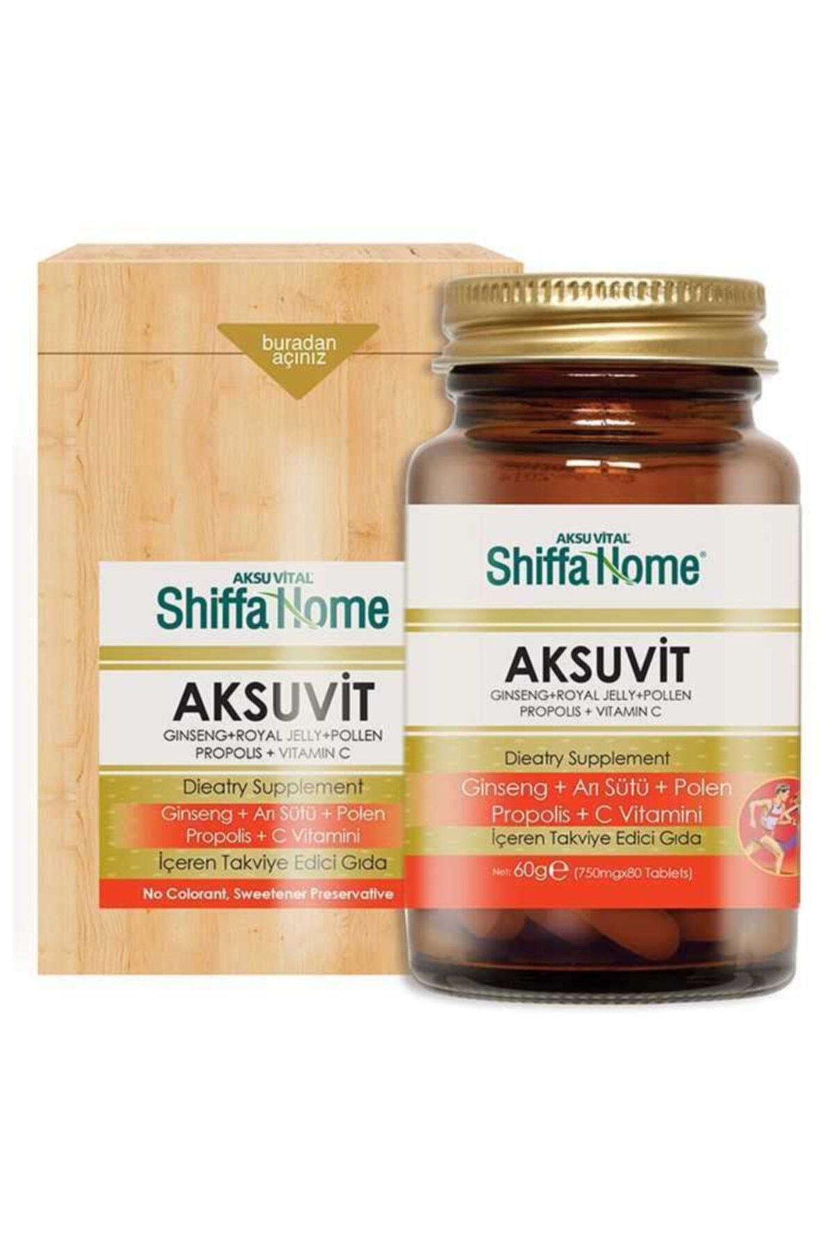 Sepetse Aksuvit Ginseng Arı Sütü Polen Propolis C Vitamini 80 Tablet 750mg