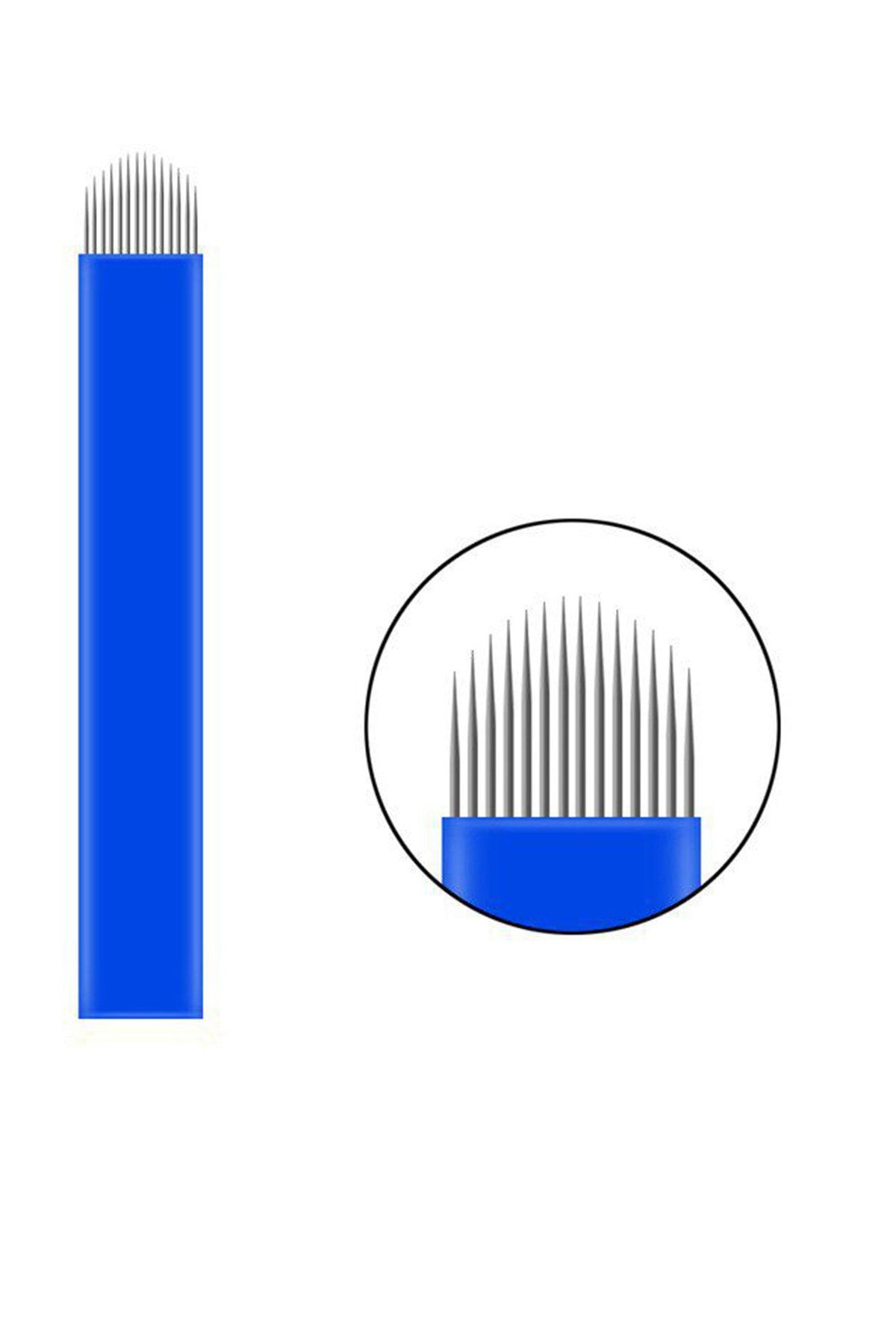 Lalvolin 14 U Pin Microblading Iğnesi 14 Upin Mavi Blades 0.20mm 10 Adet