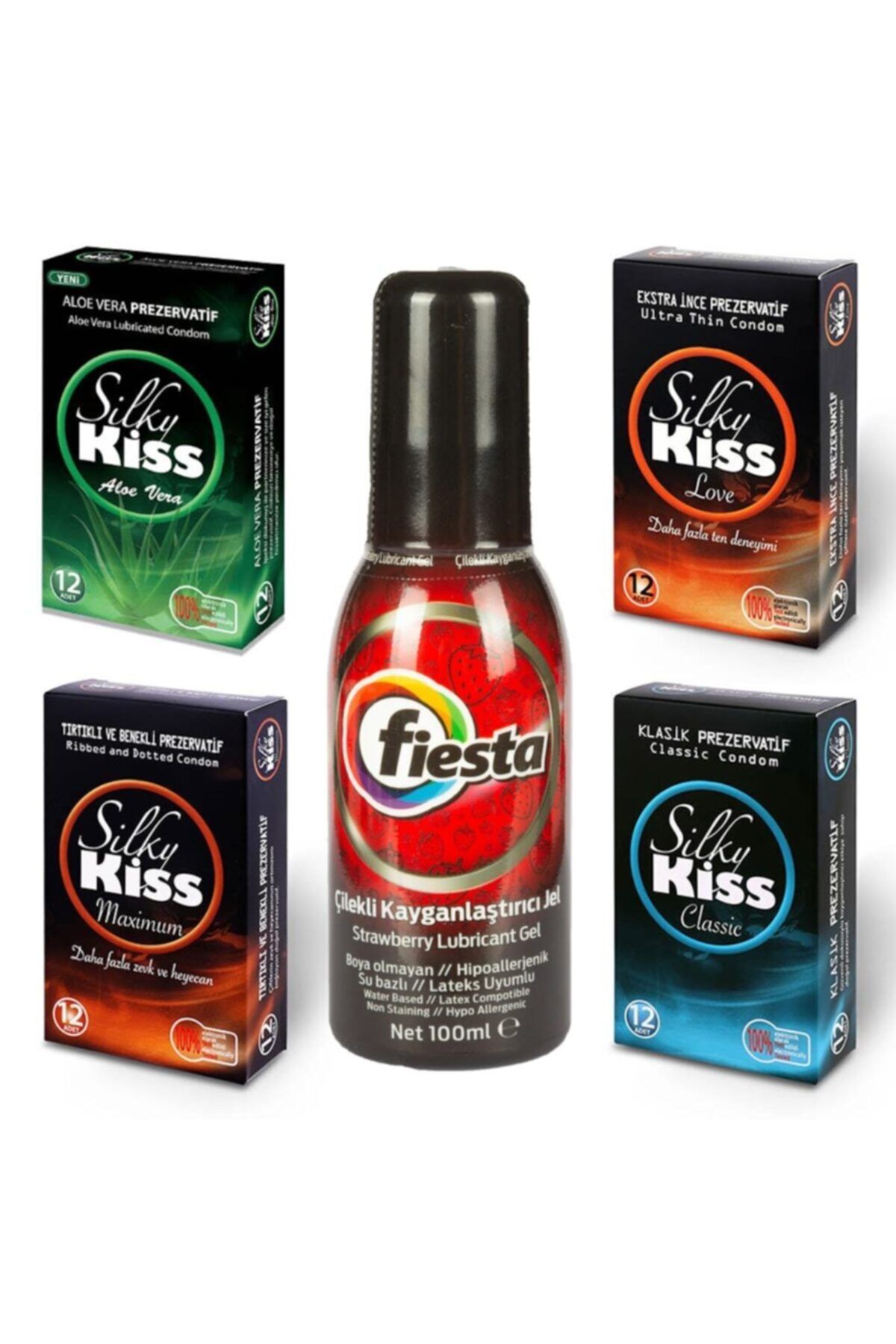Silky Kiss Prezervatif 48 Adet ve Fiesta Çilekli Jel 100 ml