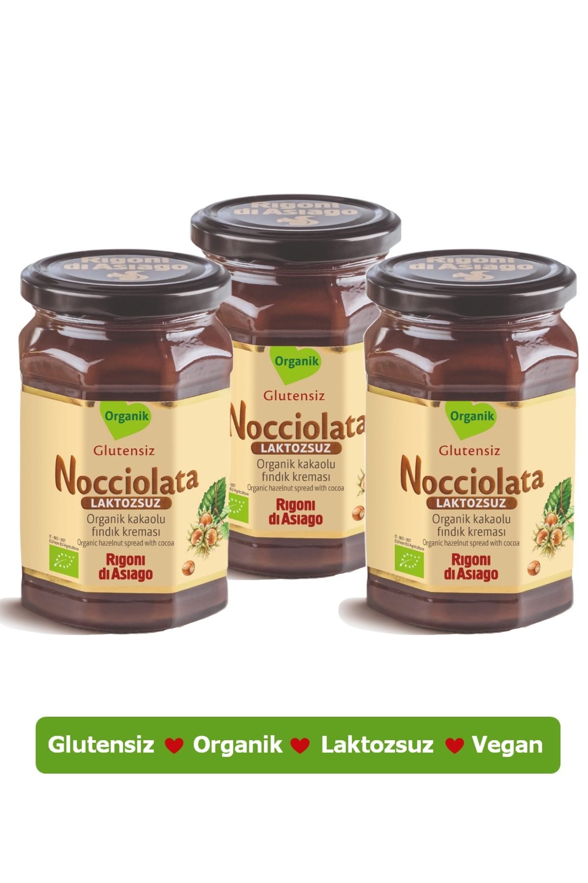 Nocciolata Laktozsuz Kakaolu Fındık Kreması Vegan 270 gr (3 ADET)