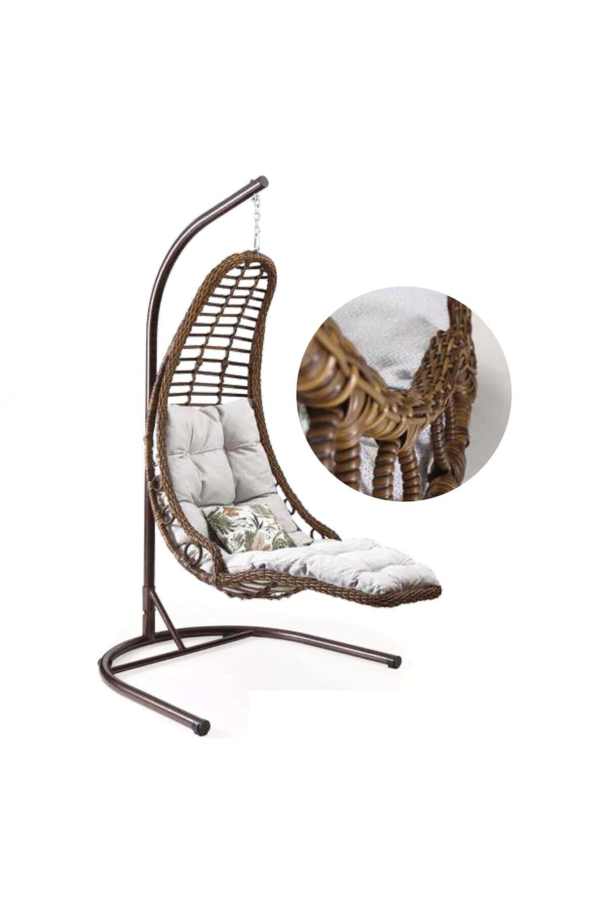 TTDEPO Capri Swing Bodrum Tekli Rattan Bahçe Balkon Salıncağı