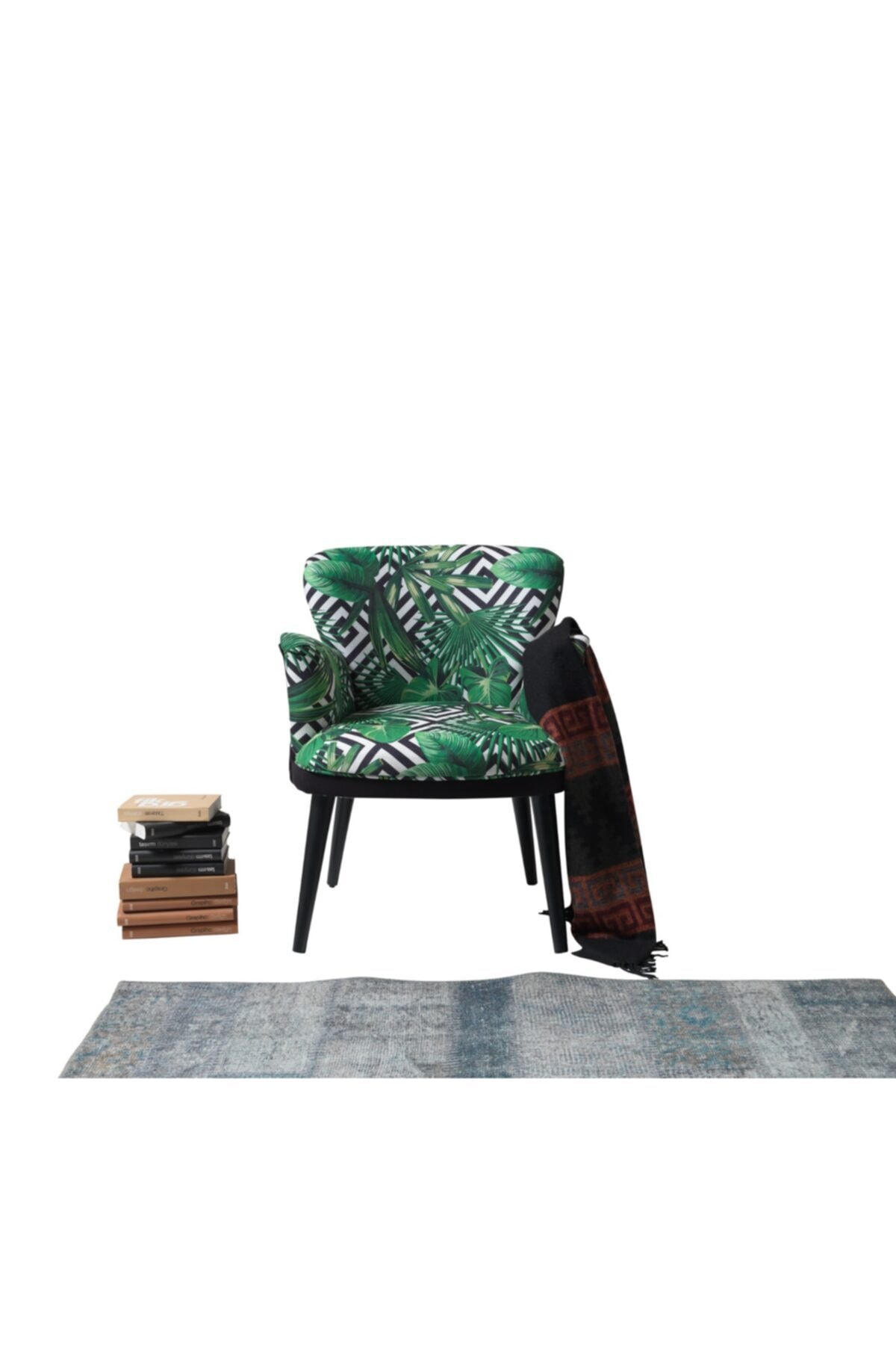 Özel Yapım Yeşil Bellinda Çay Seti Tekli Koltuk