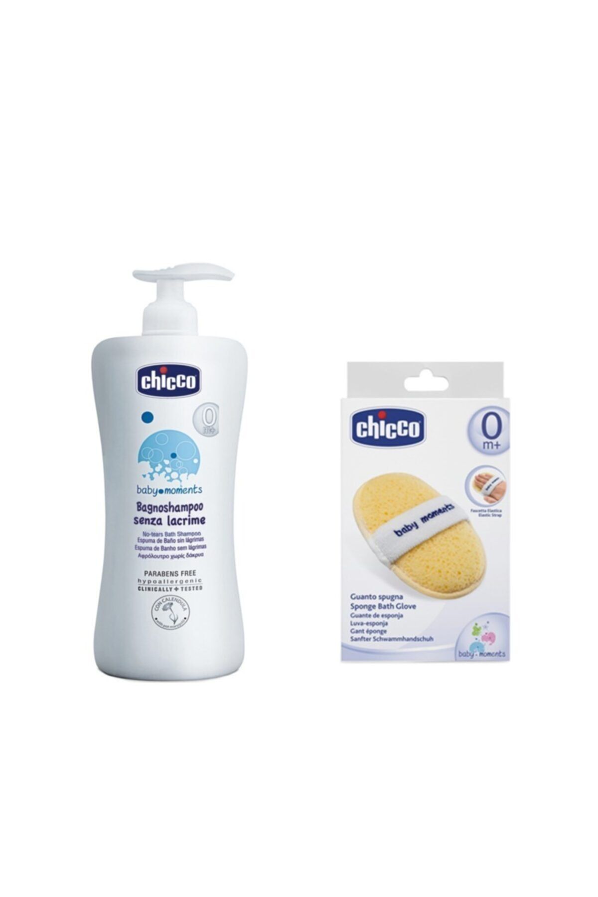EY DESİGN Chicco Göz Yakmayan Saç Ve Vücut Şampuanı 750ml + Chicco Sünger Banyo Eldiveni