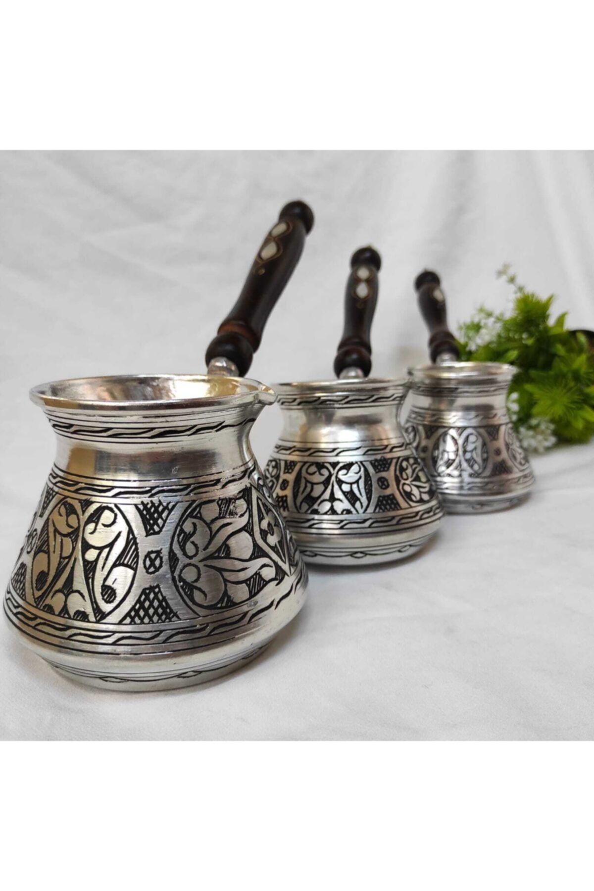 Osmanlı Bakırcılık Işlemeli Ağır Takım Cezve