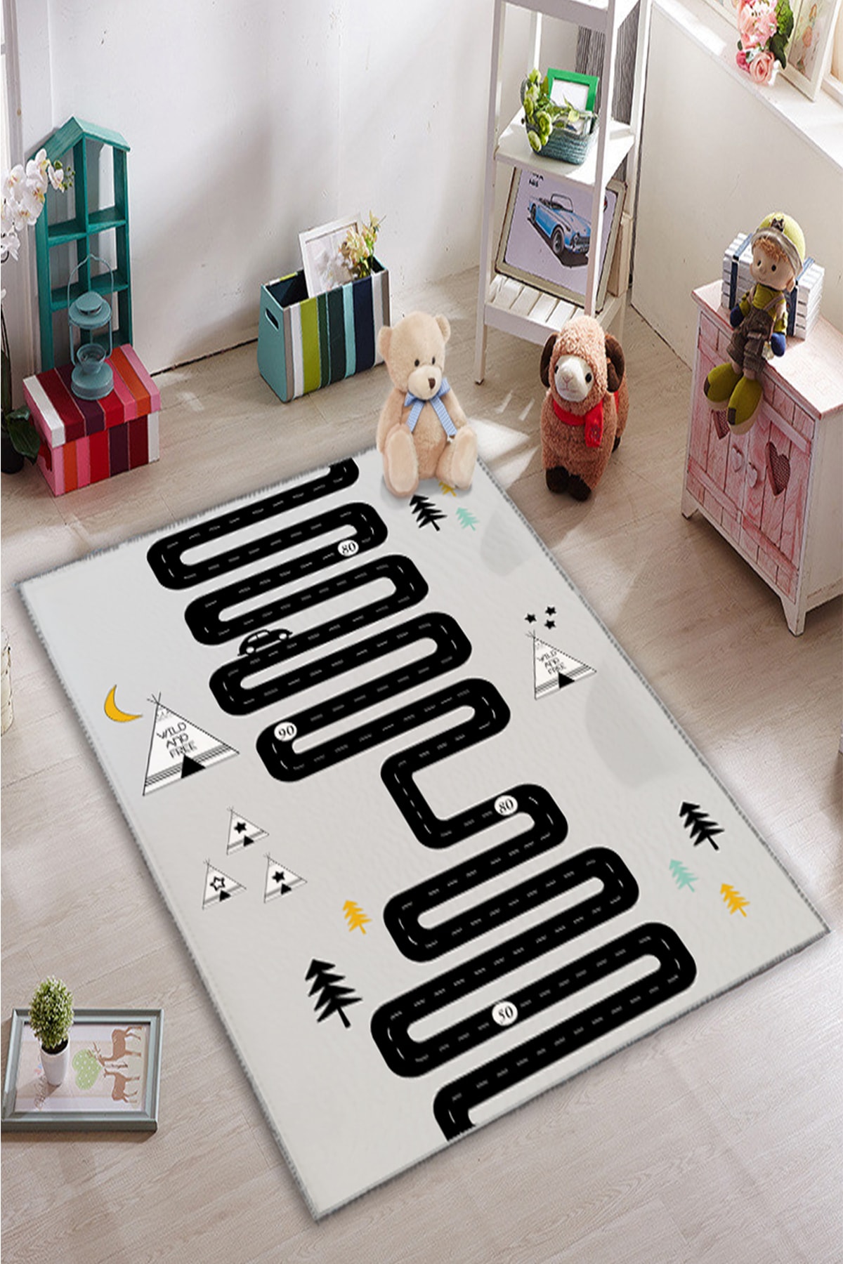 KARNAVAL HOME Karnaval Iskandinav Yol Çocuk Odası Halısı