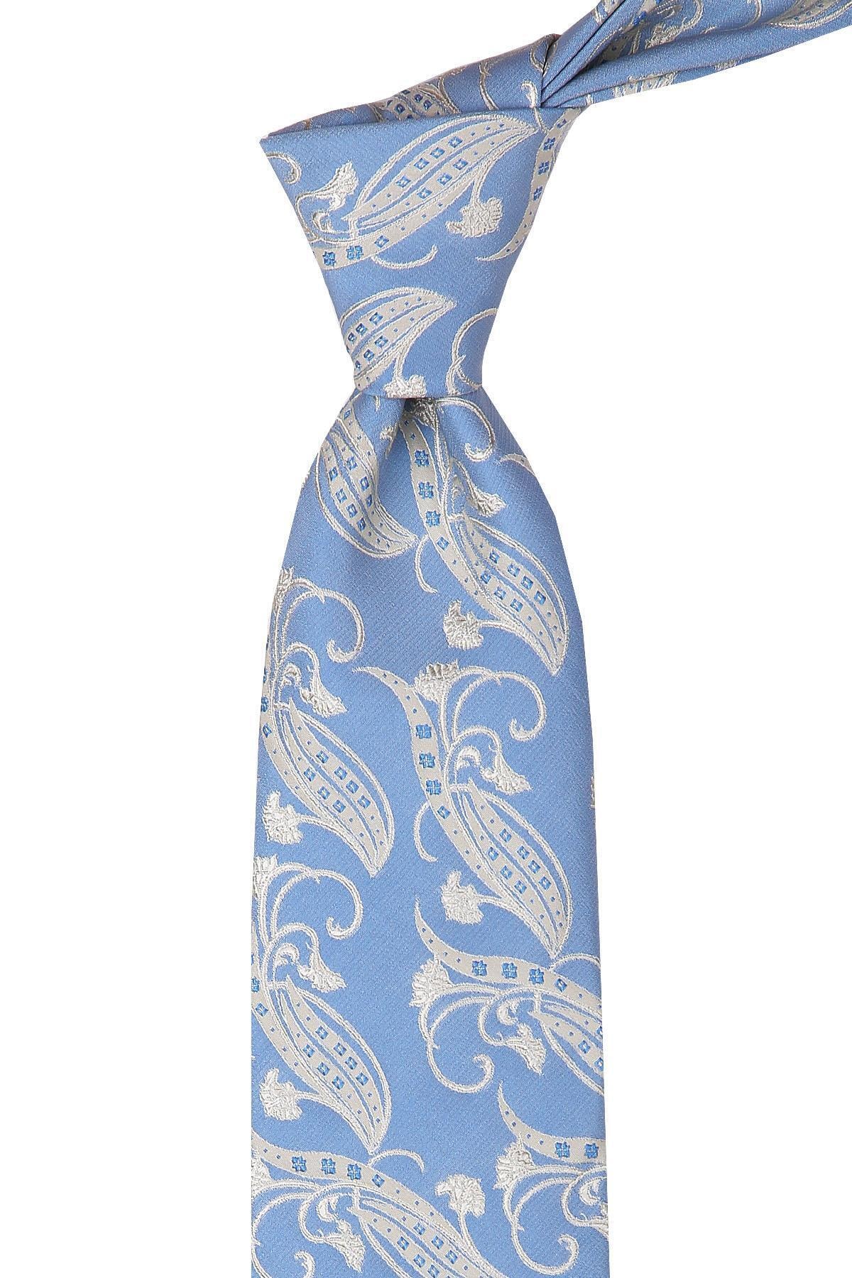 Kravatkolik Mavi Motif Desen Ipek Kravat Ik437