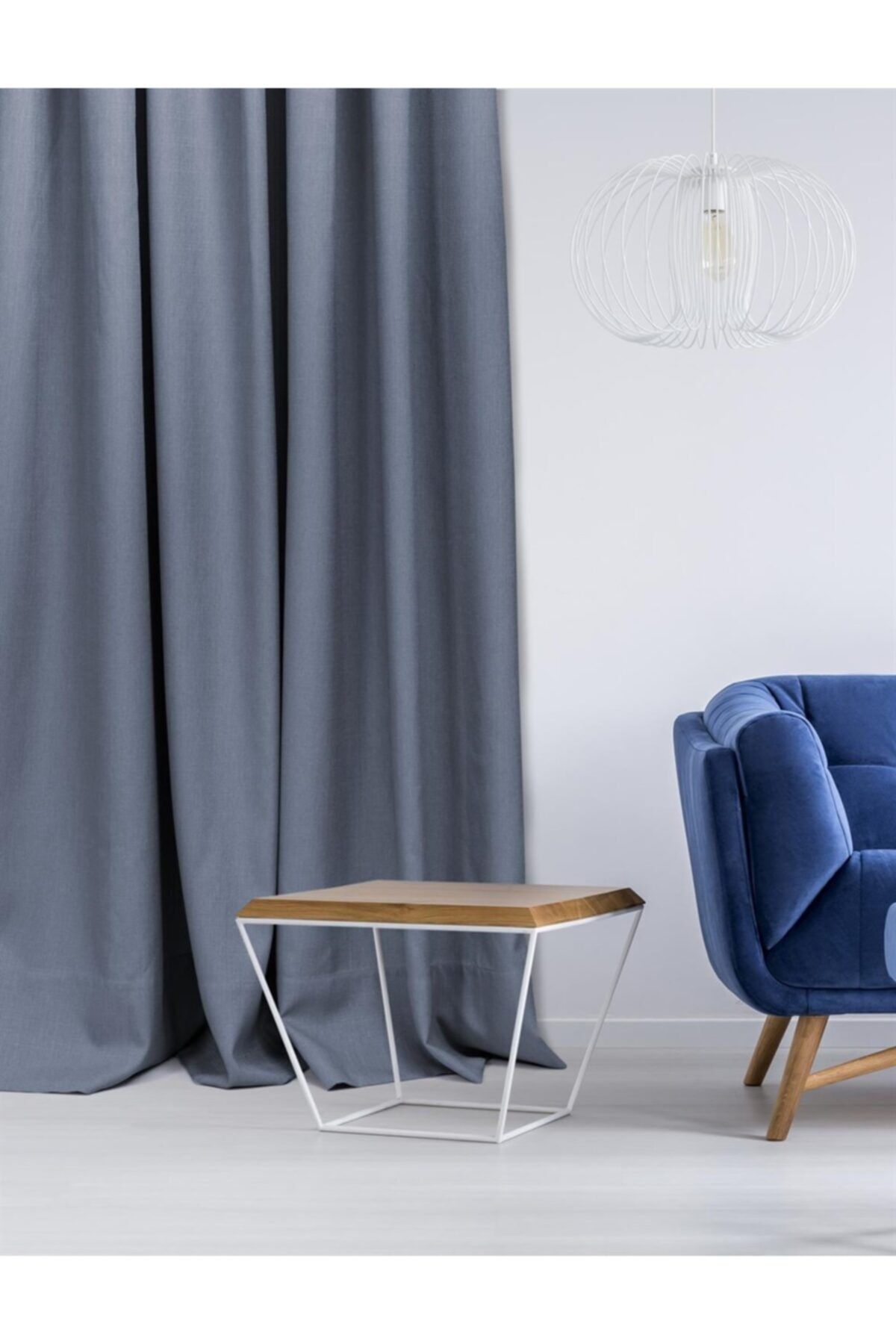 C&SARI Design Gri Casari Keten Görünümlü Fon Perde Ipli Pile