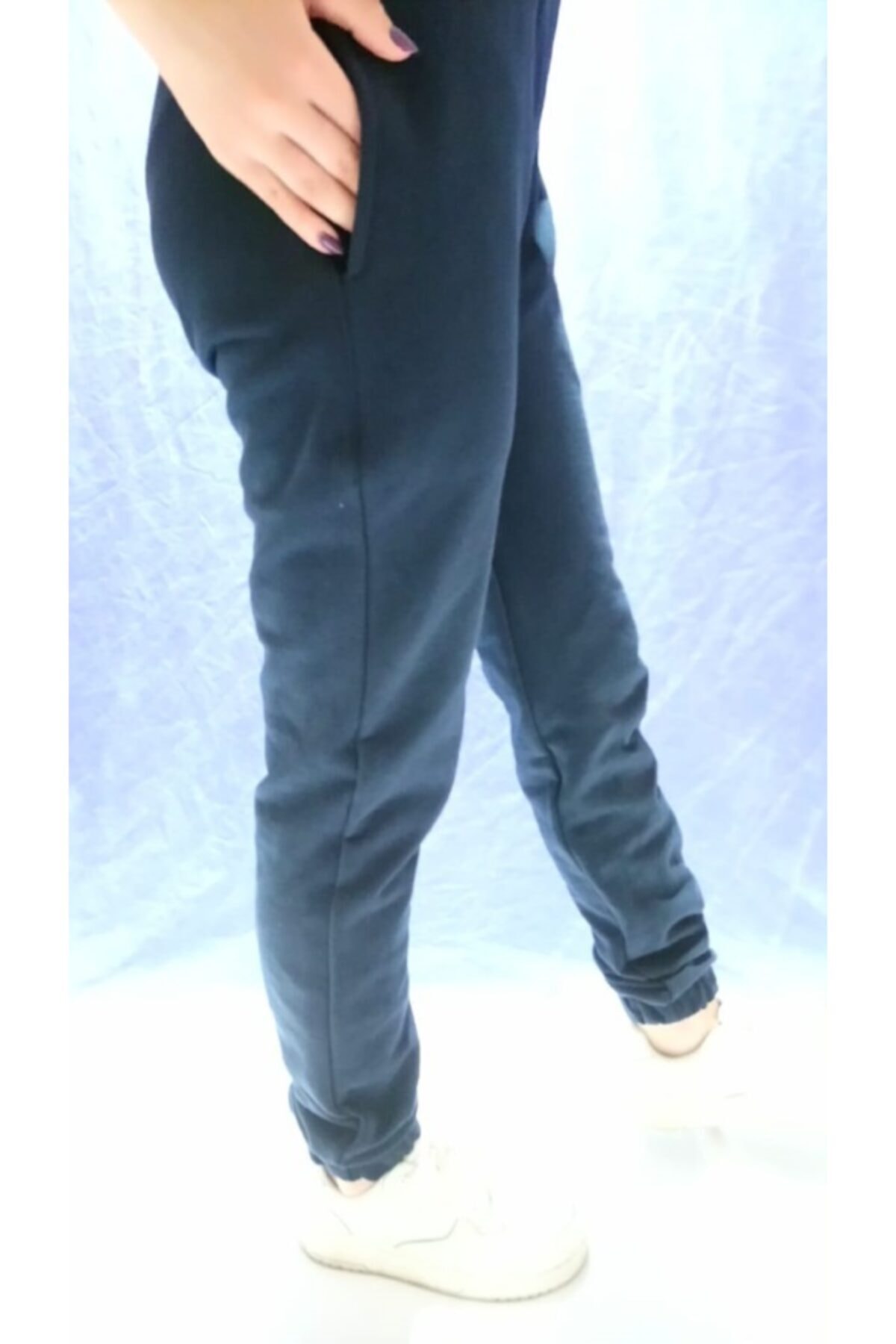 Modoo Tekstil Kadın Lacivert Paçası Lastikli Eşofman Altı