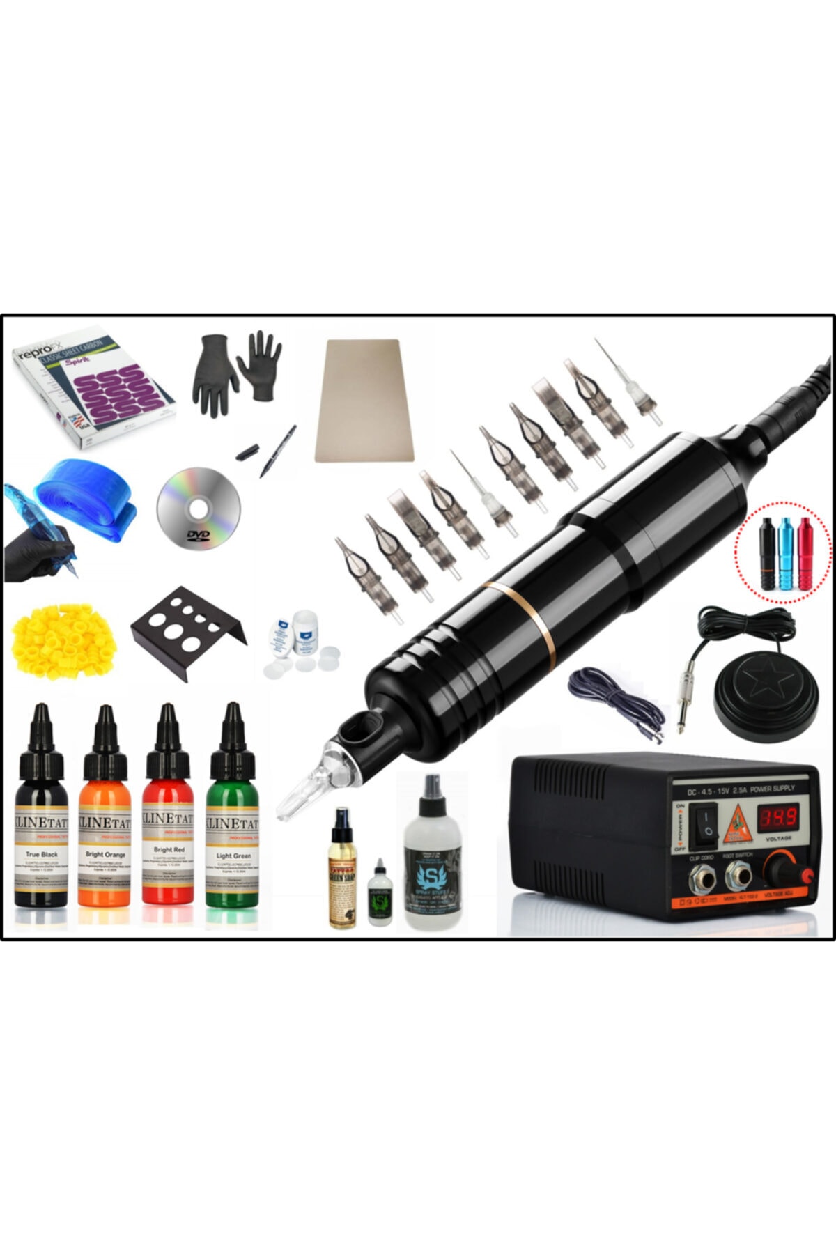 XLINETATTOO Xl-5338a Hybrıd Black Tattoo Pen Dövme Makinası Seti - Mabuchı Motor