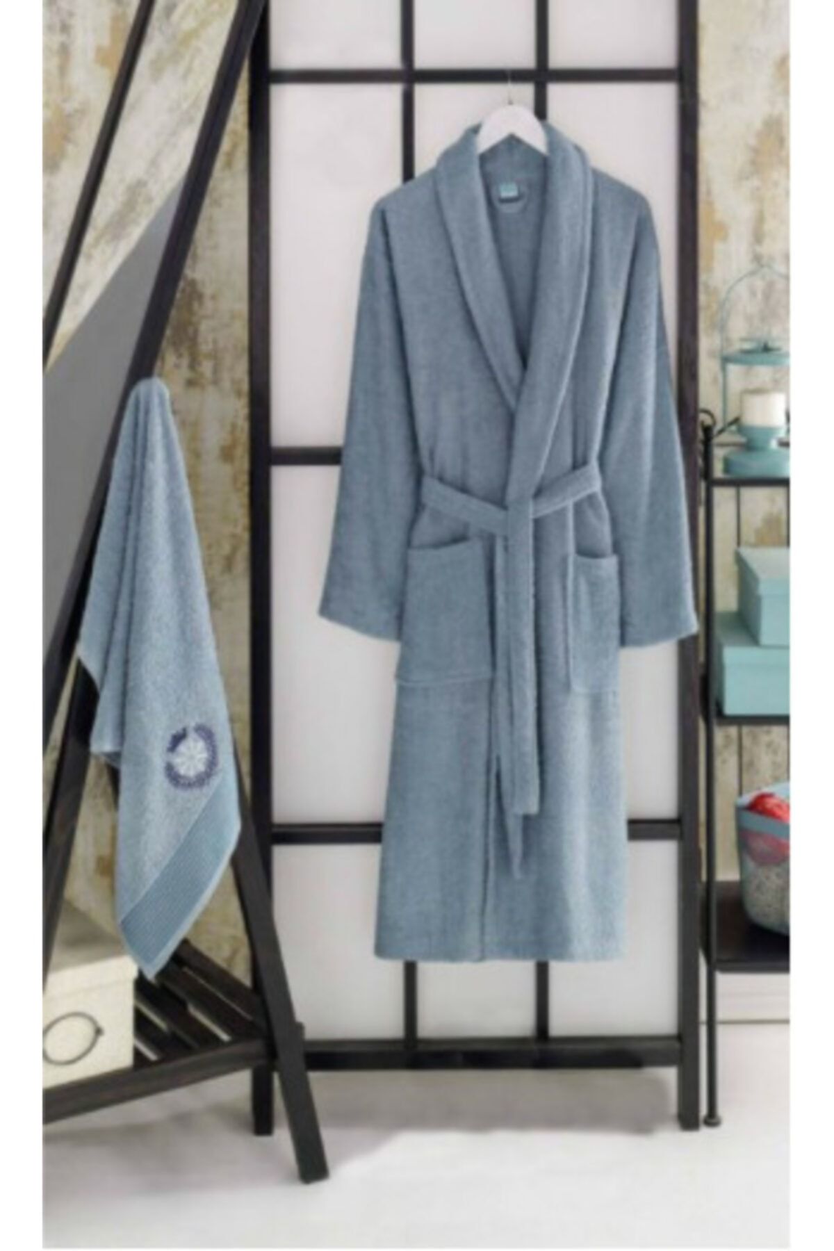Rebeka Havlulu Bornoz 2'li Set & %100 Pamuk Bornoz+havlu