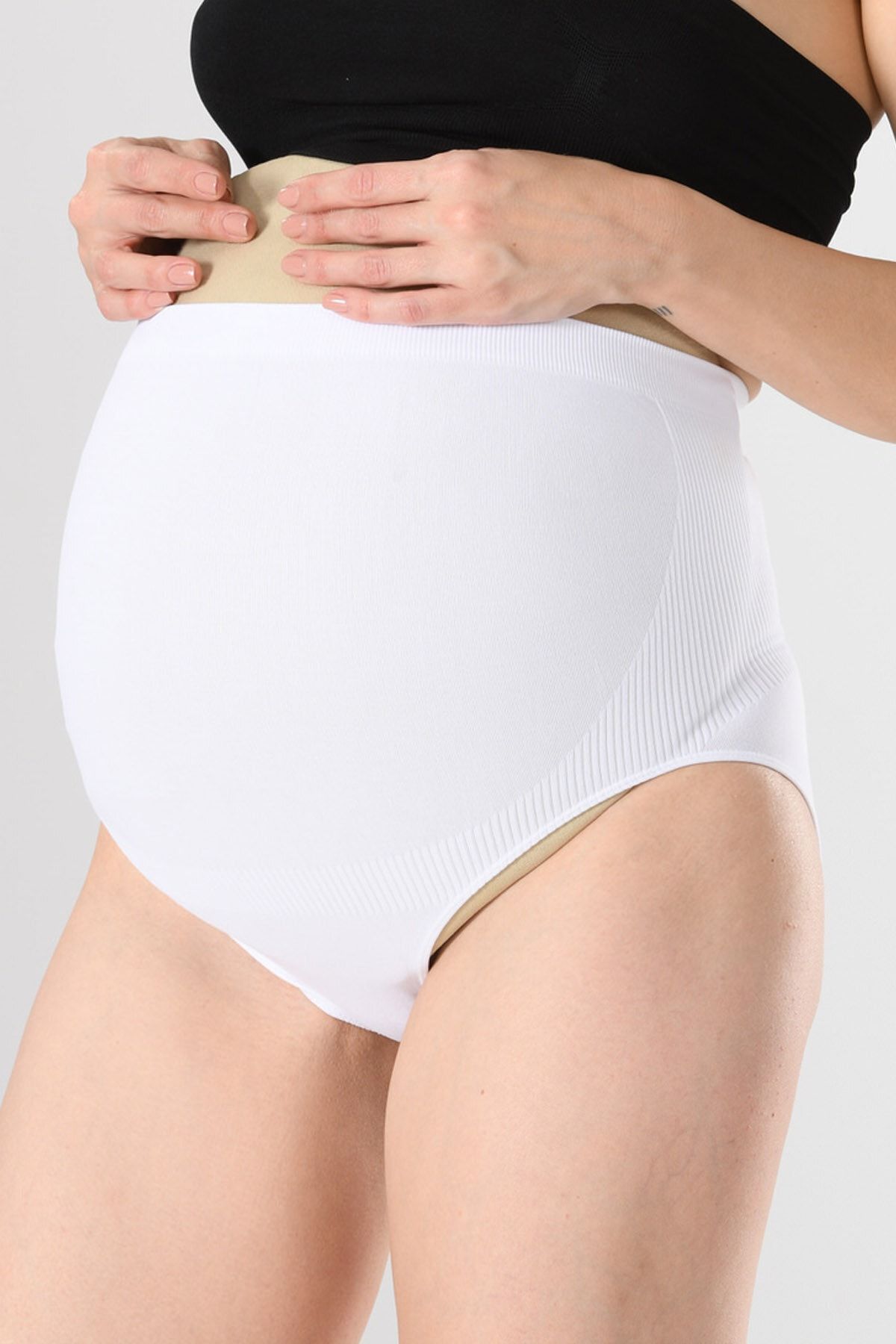 Miss Fit Hamile Külodu Slip 1019 Beyaz Örme Seamless Dikişsiz Soft Basic Kadın