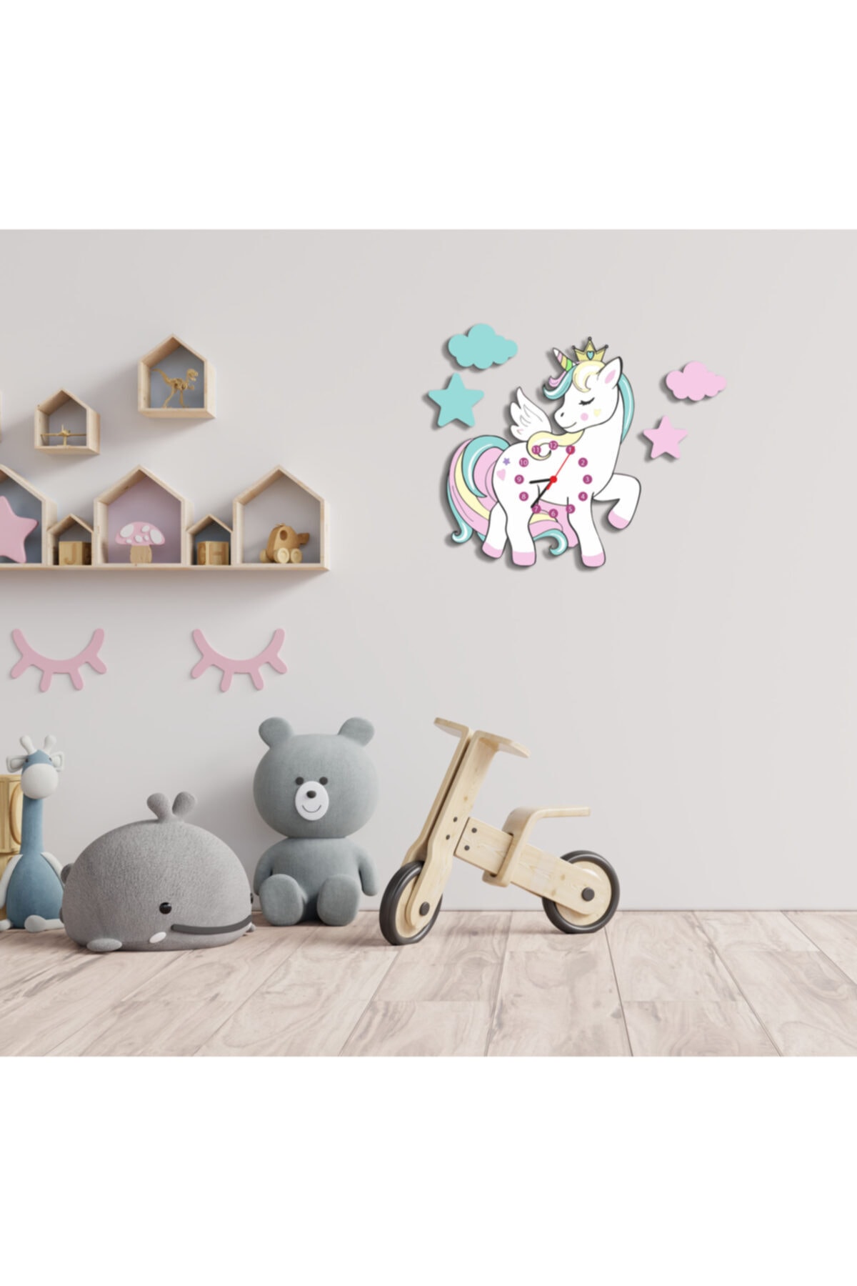 Fs Ahşap Unicorn Duvar Saati