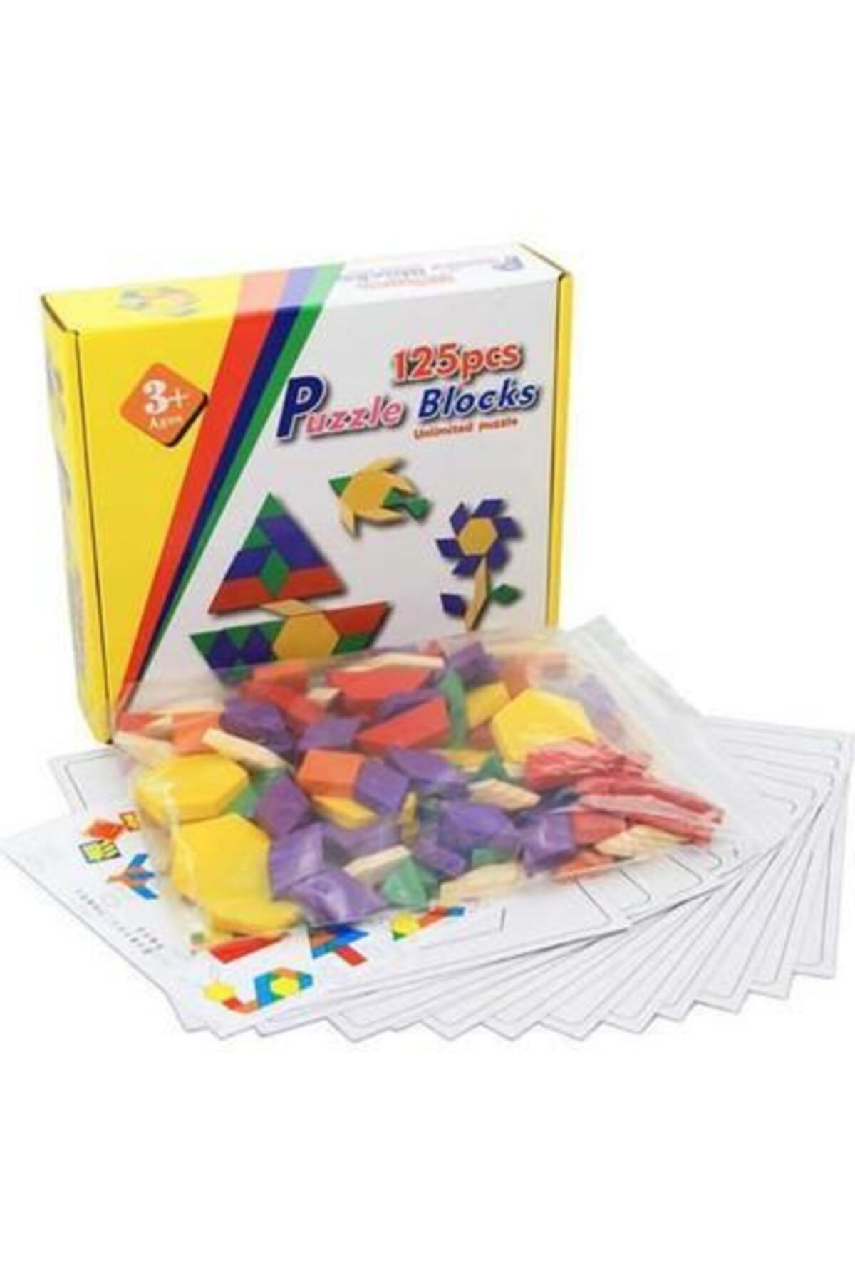 Onetick 125 Parça Ahşap Eğitici Tangram Puzzle Blok Seti
