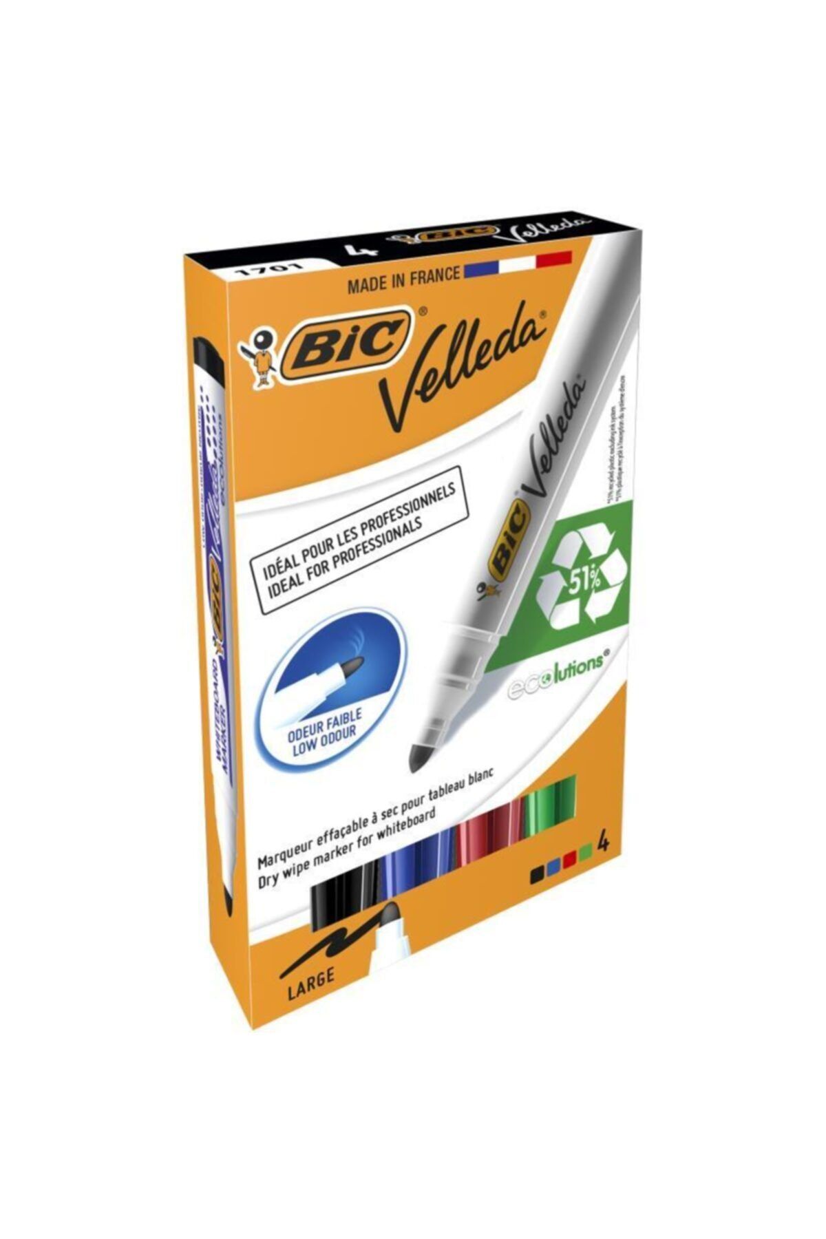 Bic Bıc Velleda 1701 Beyaz Tahta Kalemi 4'lü Kutu