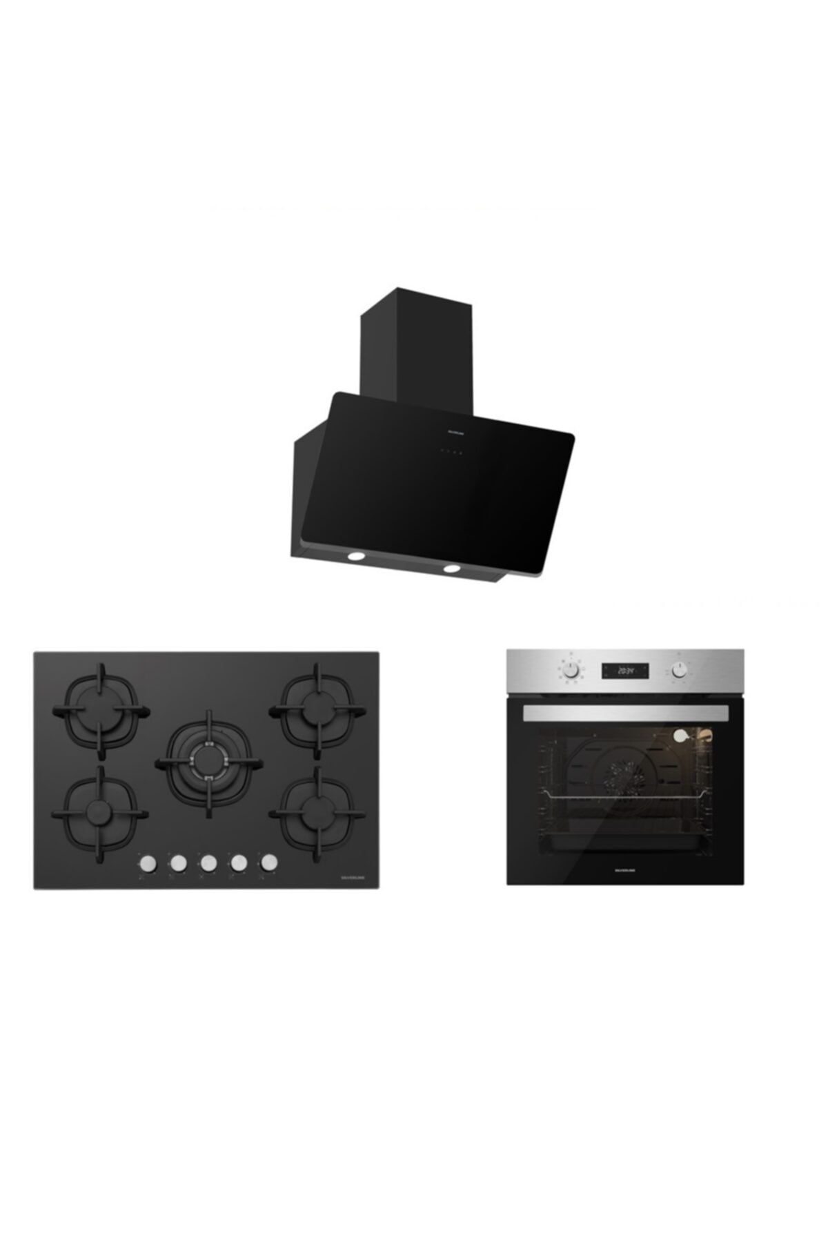 Silverline Inox Siyah Ankastre Set 5 Yıl Garanti (3457 Soho 60+cs5364b01+bo6504x01)