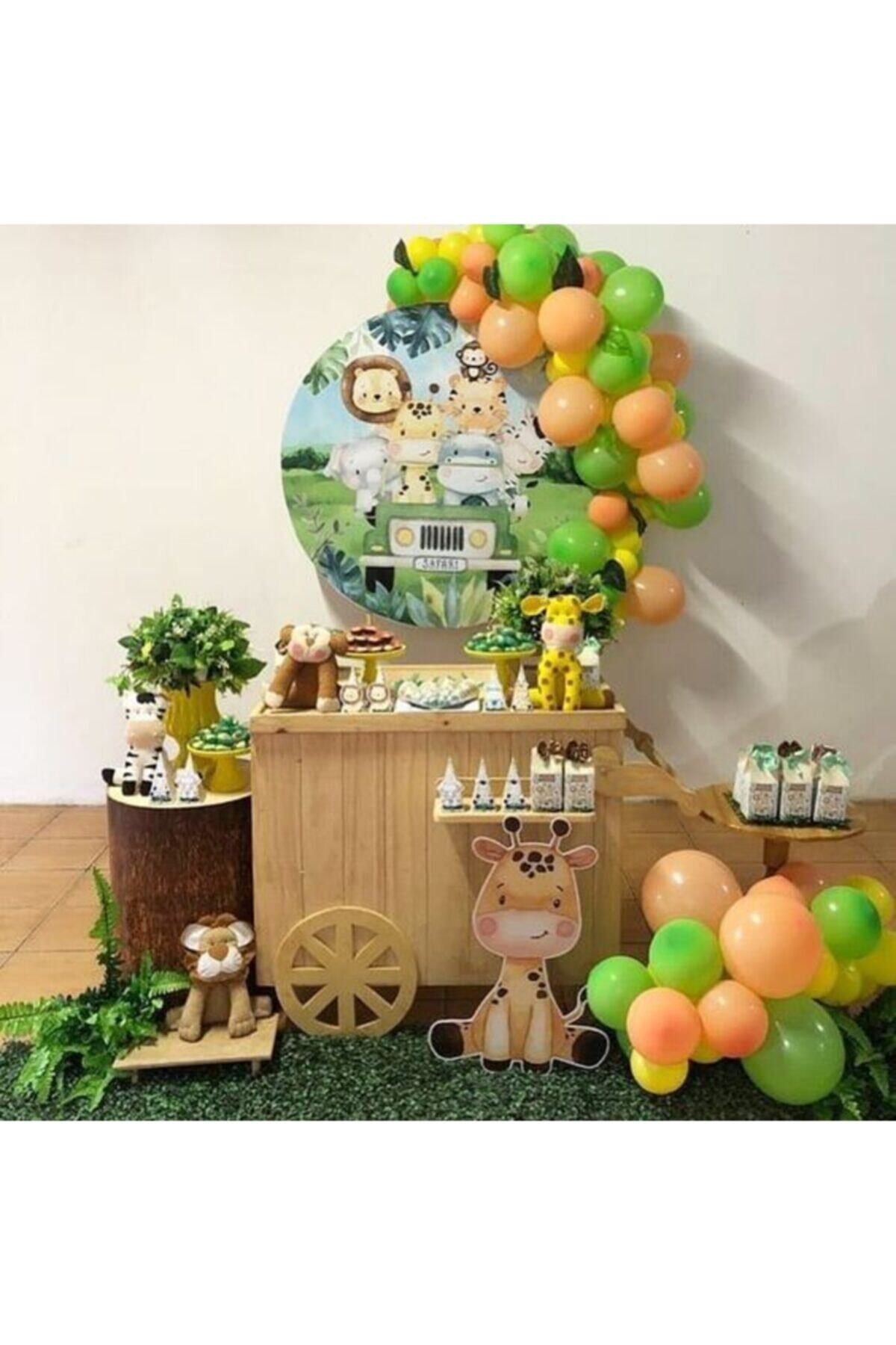 MERİ PARTİ 100 Adet Metalik Balon Ve Balon Zinciri Safari Konsept Safari Balon