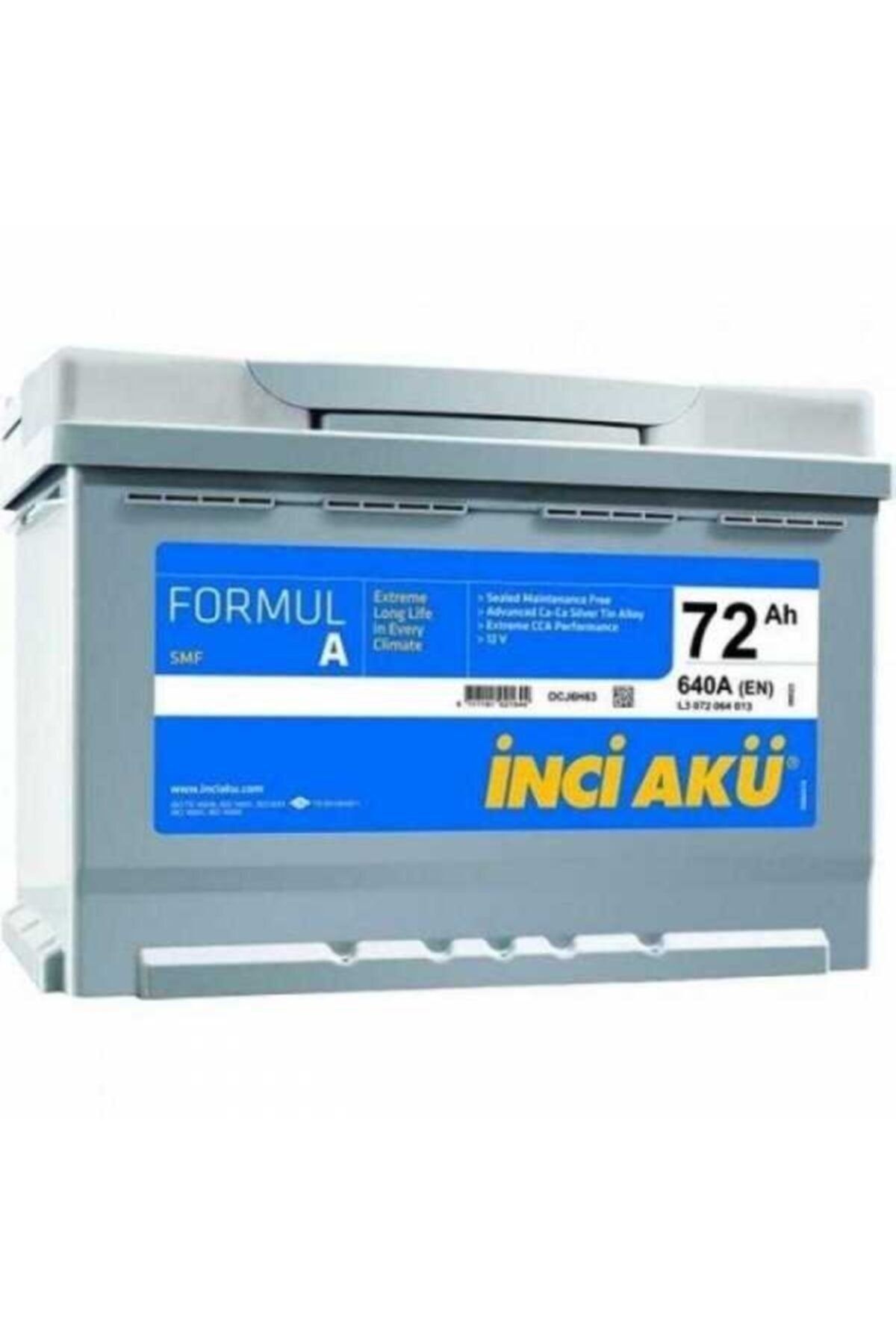 İNCİ AKÜ Formul A (tırnaksız) 12v 72ah 700cca
