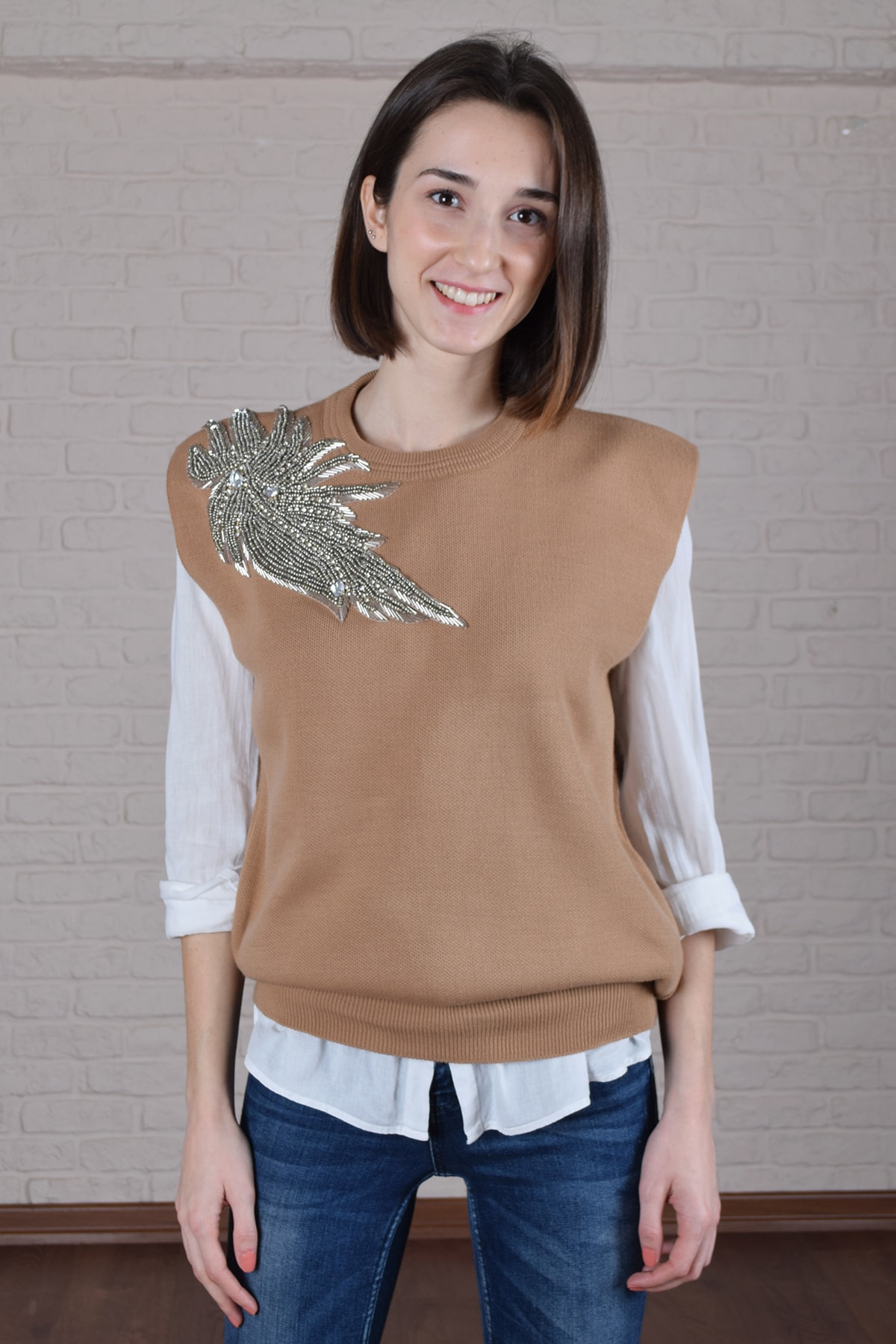 GZ Design Kadın Bej Süveter