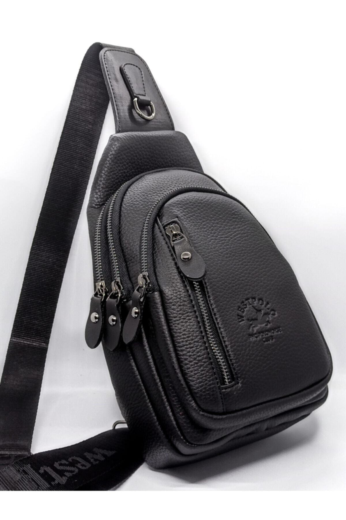 WEST POLO CÜZDAN Siyah Erkek Body Bag Çarpraz Ve Gögüs Omuz Askılı Çanta Westpolo
