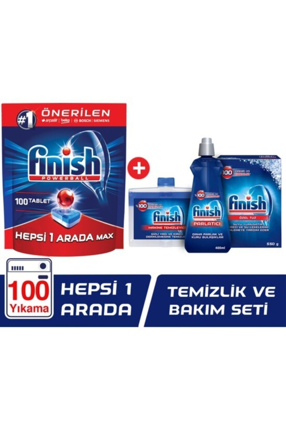 Finish Powerball Bulaşık Makinesi Deterjanı + Temizlik Ve Bakım Seti