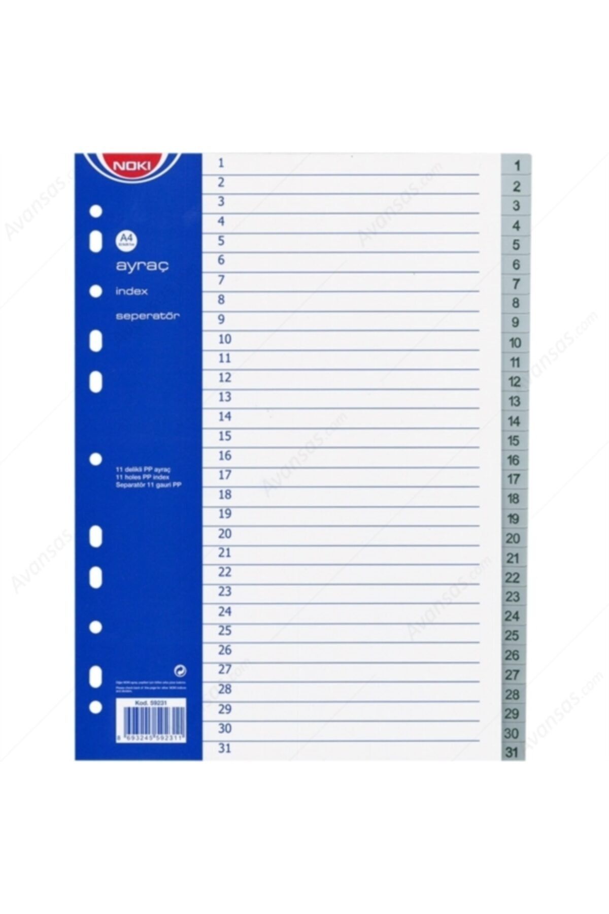 Noki Nokı 59231 1-31 Rakam Ayraç